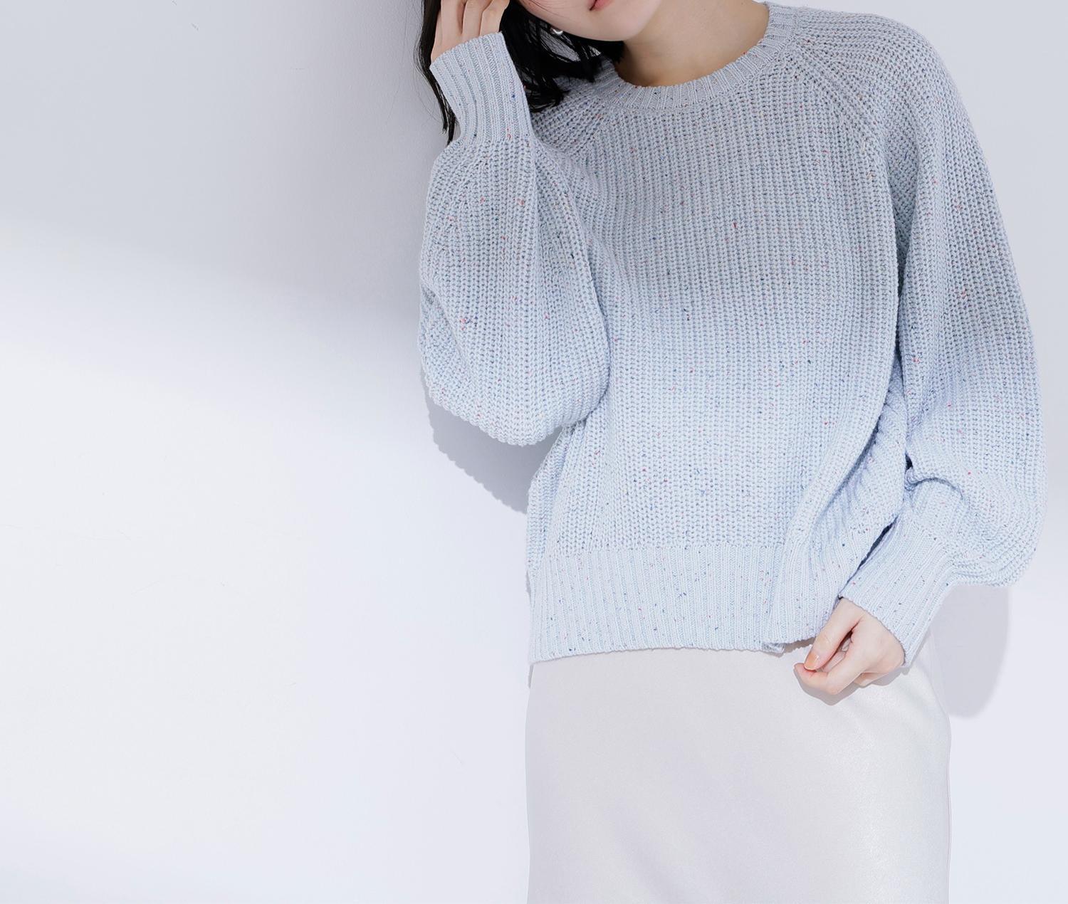 カラーネップオーバーニット ブルー2