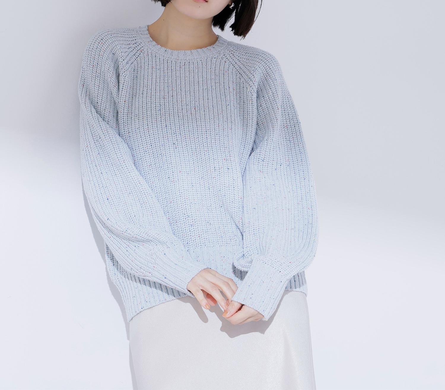 カラーネップオーバーニット ブルー2