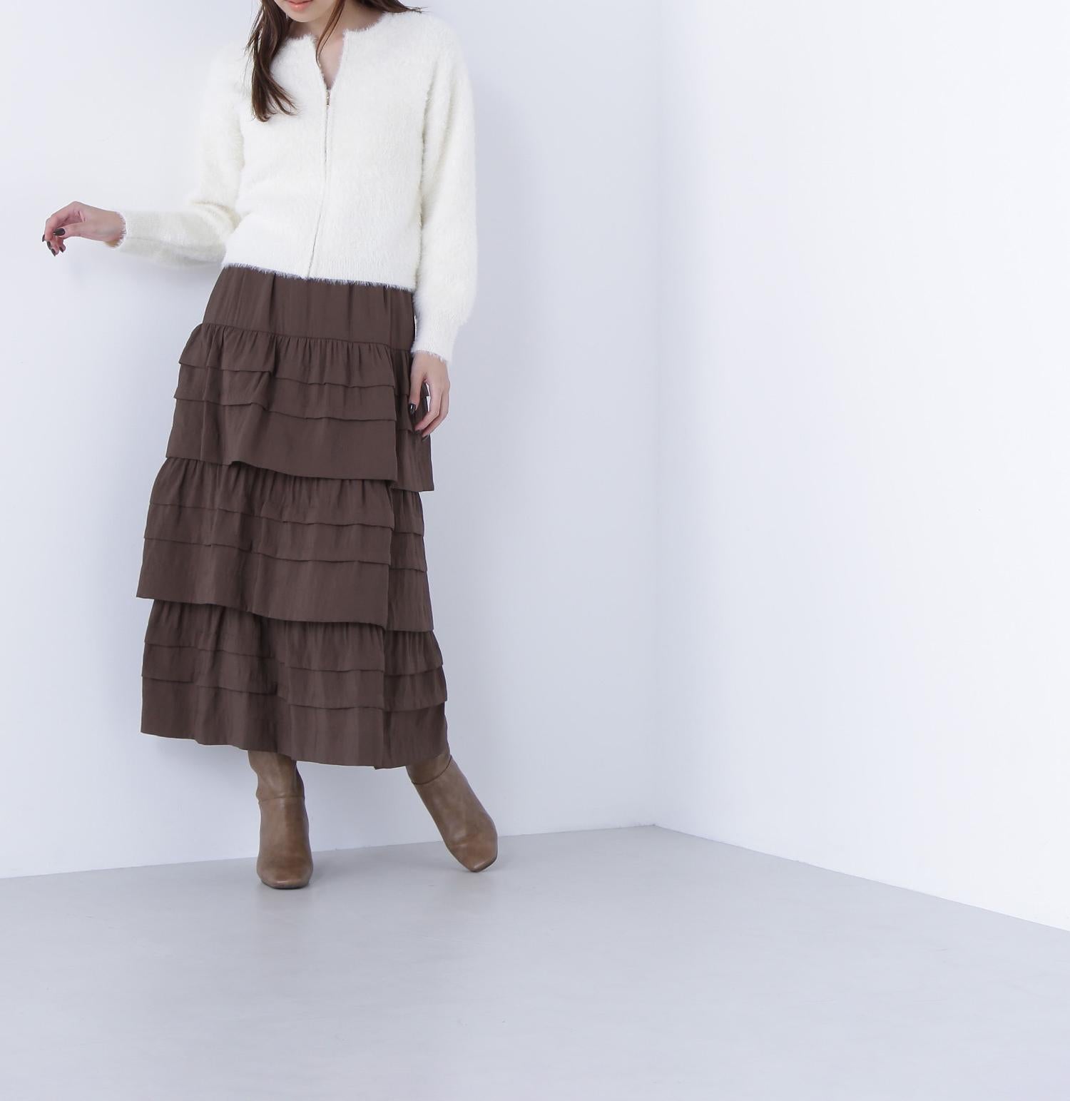 ヘアリージップカーディガン オフホワイト1