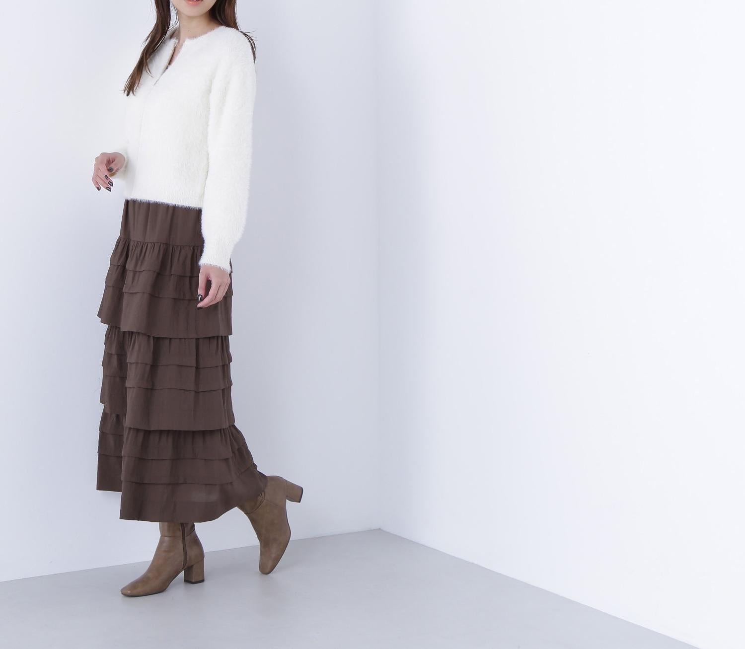 ヘアリージップカーディガン オフホワイト1