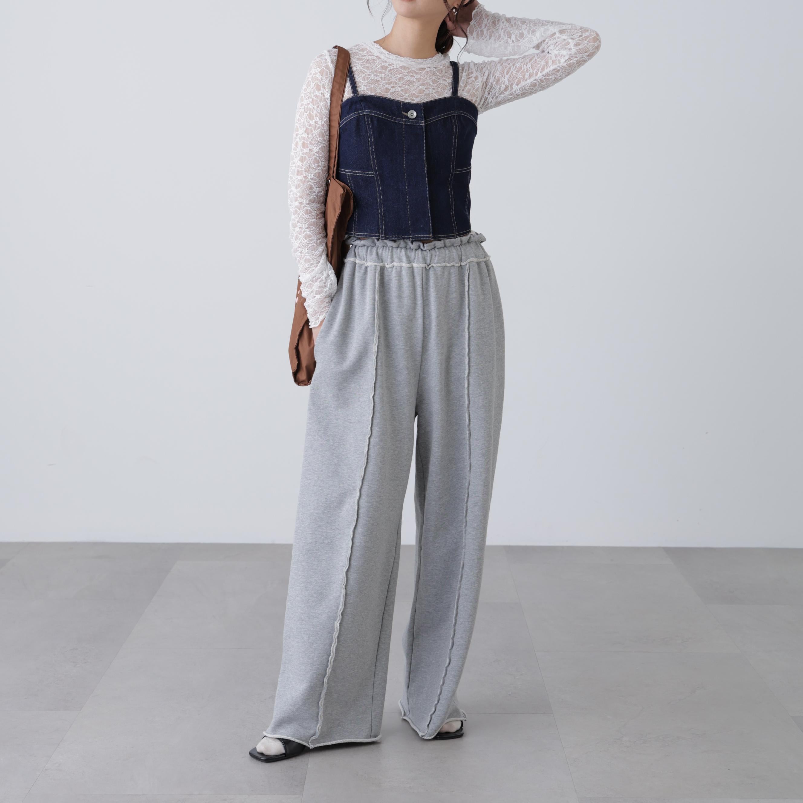 パネル切り替えデニムビスチェ ワンウォッシュ1