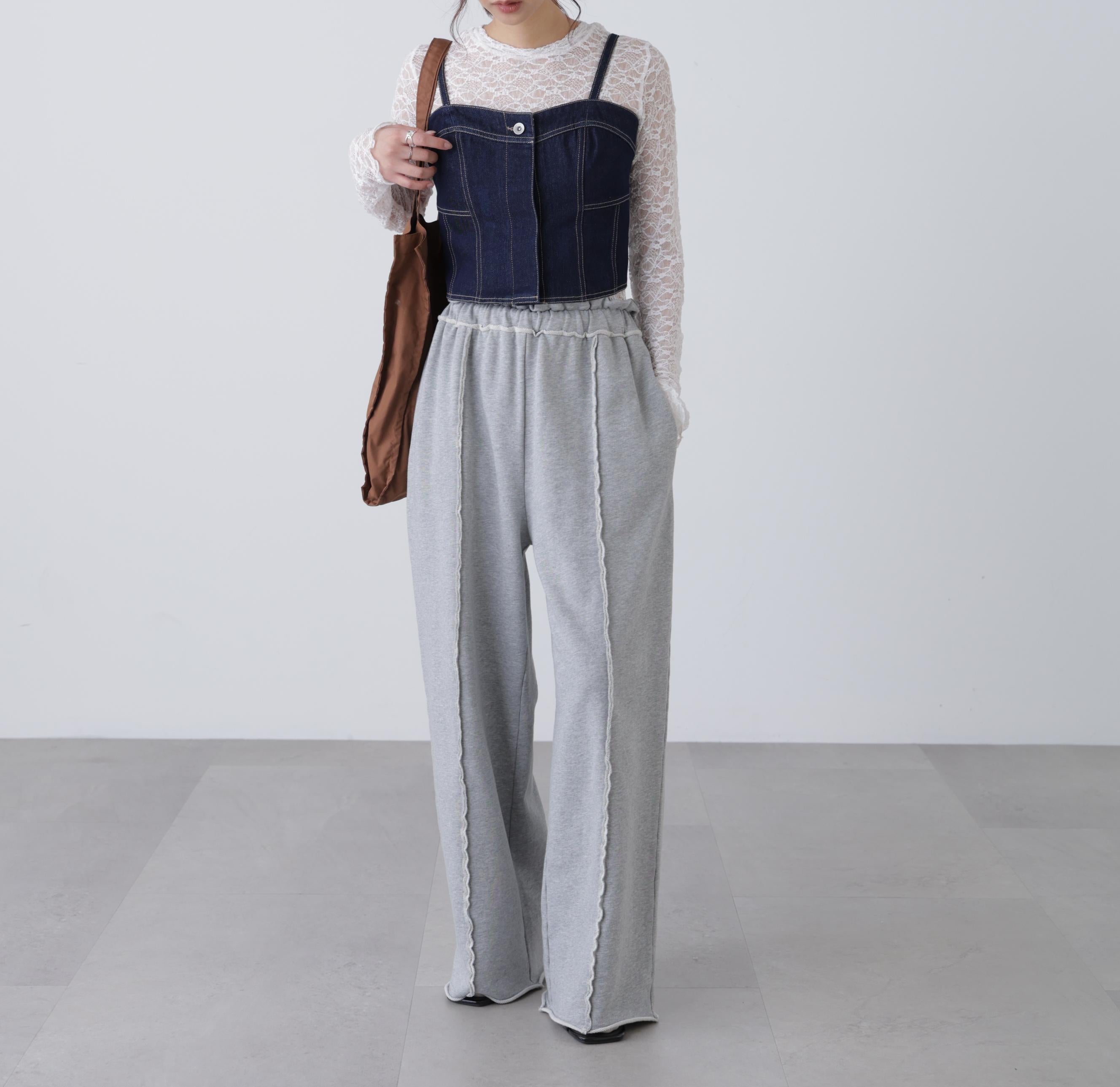 パネル切り替えデニムビスチェ ワンウォッシュ1