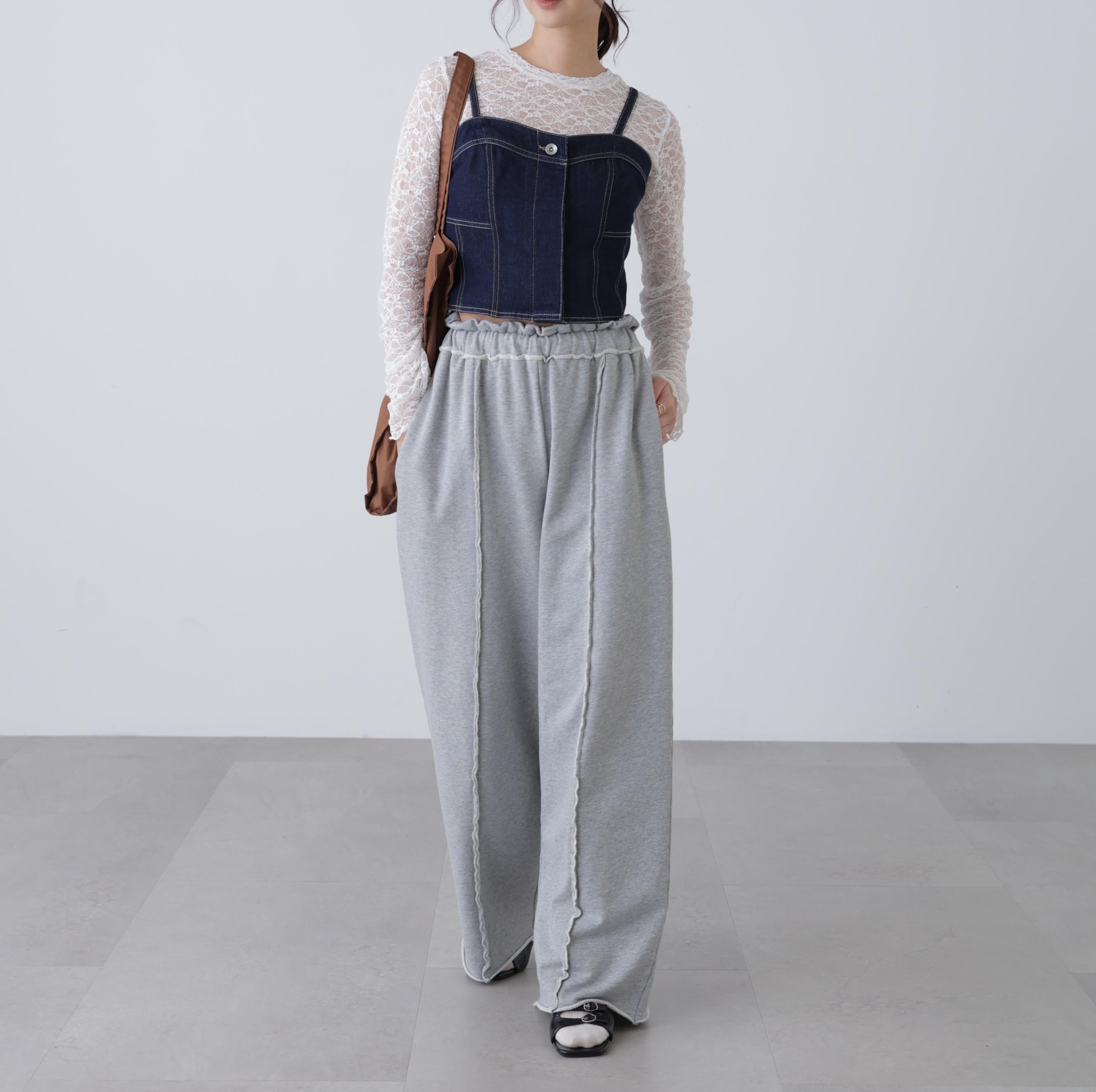 パネル切り替えデニムビスチェ ワンウォッシュ1