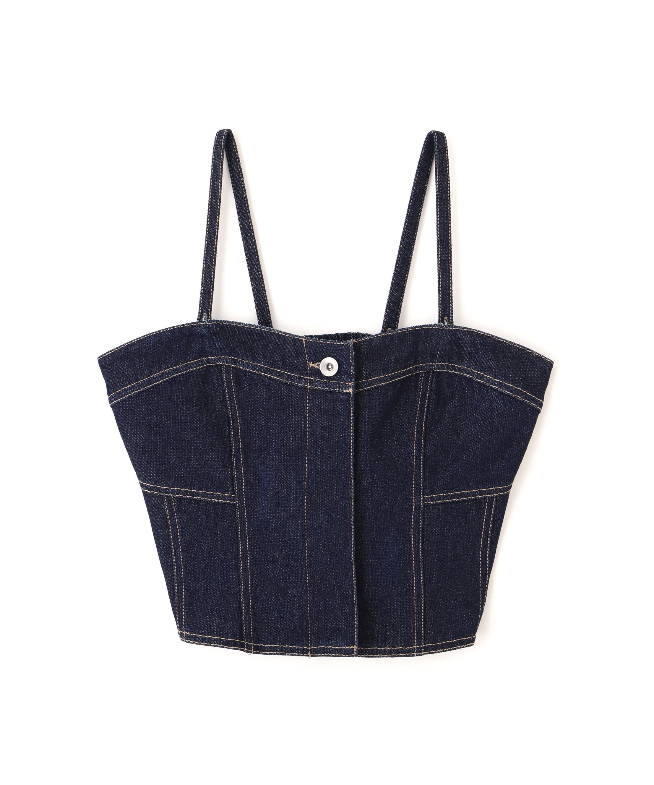 パネル切り替えデニムビスチェ ワンウォッシュ1