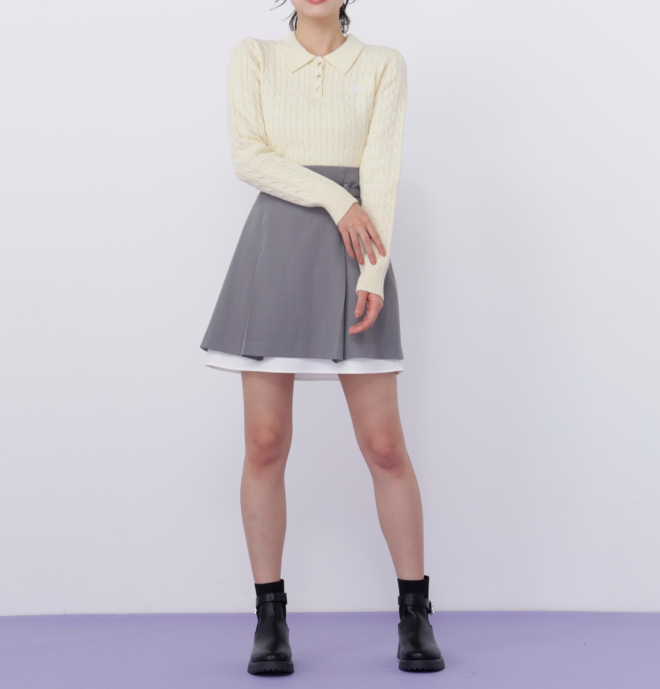 <セットアップ対応>ベーシックツイルスカート グレー