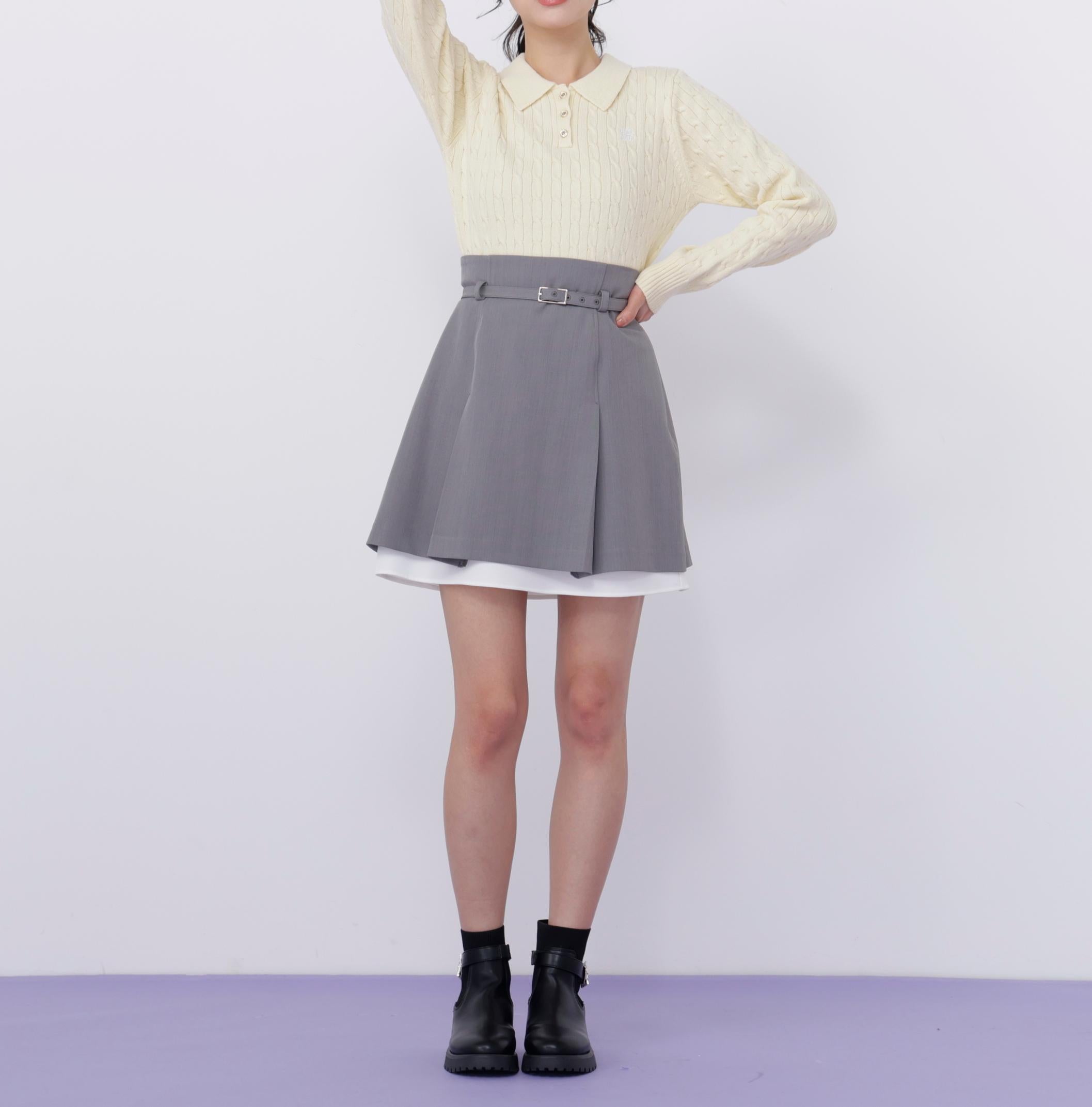 <セットアップ対応>ベーシックツイルスカート グレー