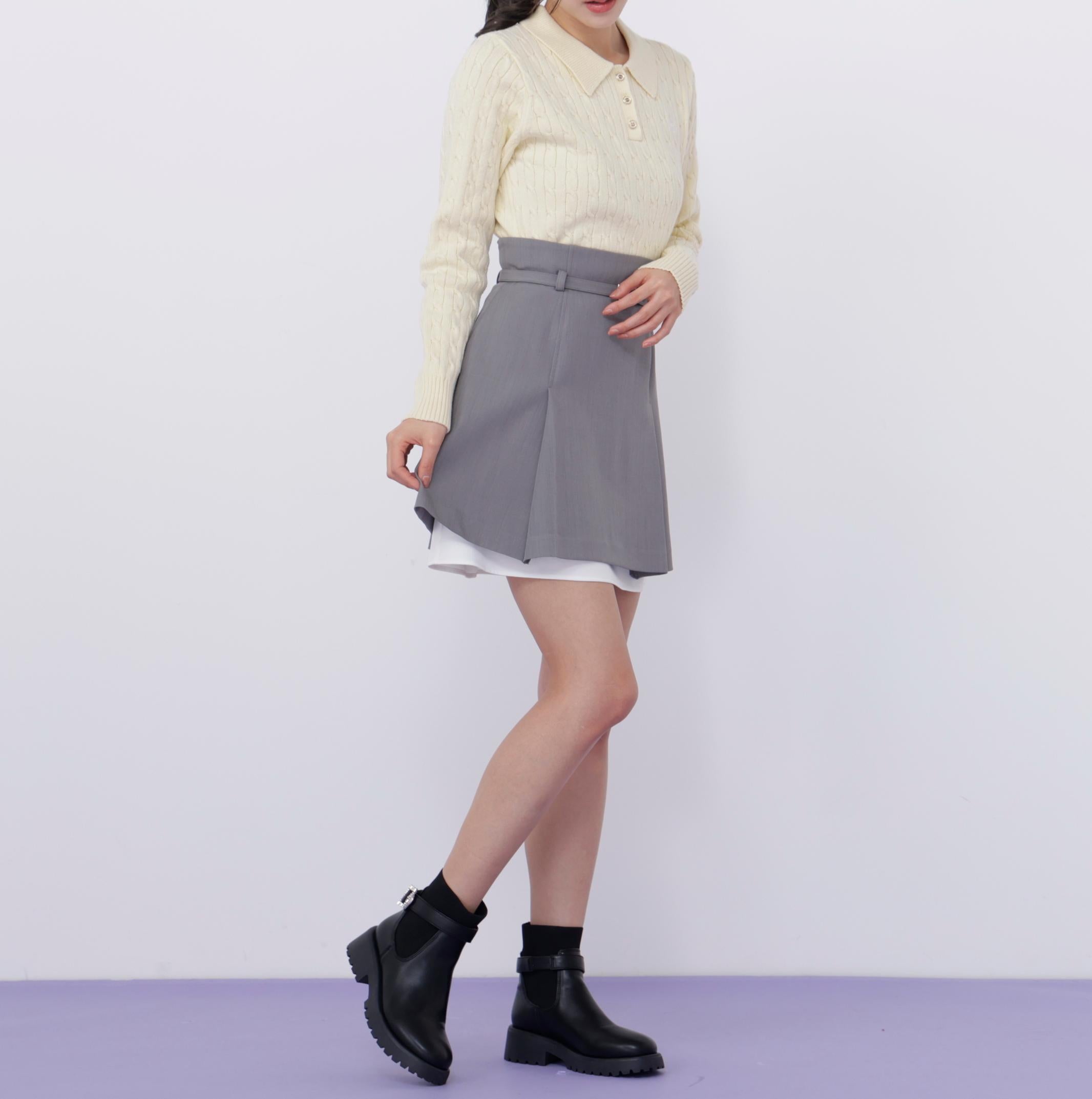 <セットアップ対応>ベーシックツイルスカート グレー