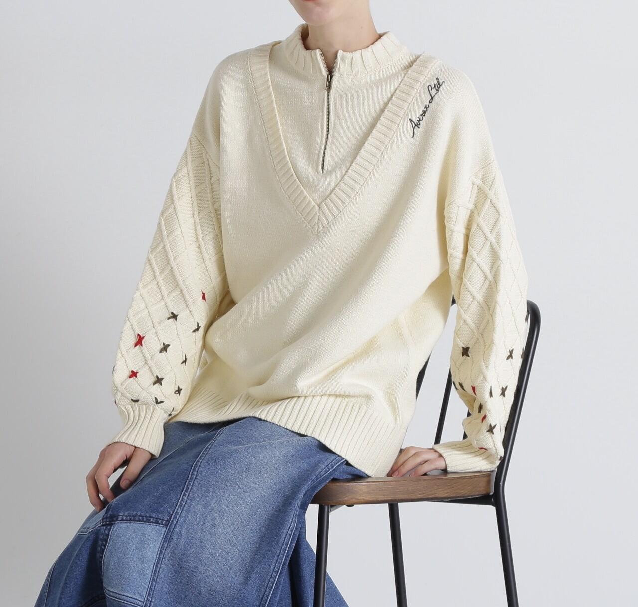 《直営店限定》BOTTLE NECK SLEEVE EMBROIDERY TOPS/ボトルネック オフホワイト3