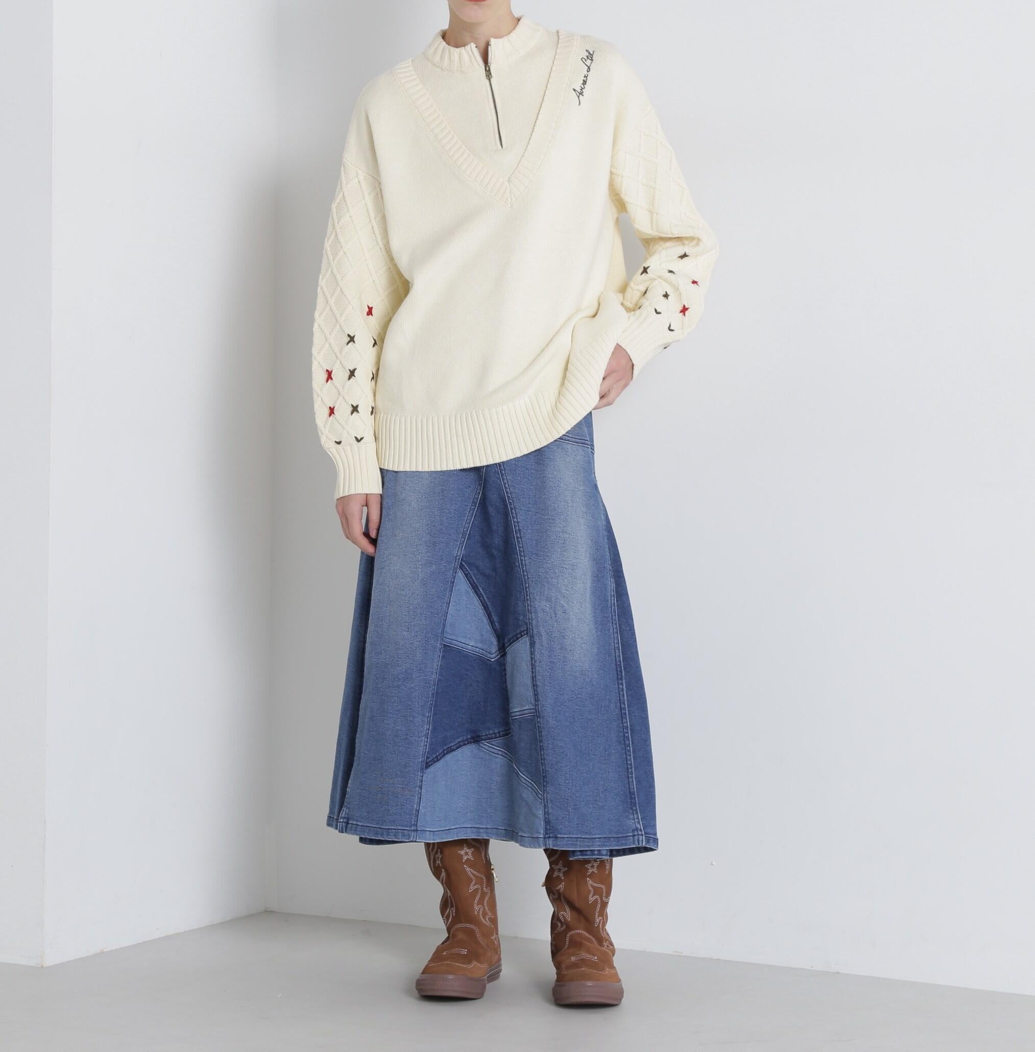 《直営店限定》BOTTLE NECK SLEEVE EMBROIDERY TOPS/ボトルネック オフホワイト3