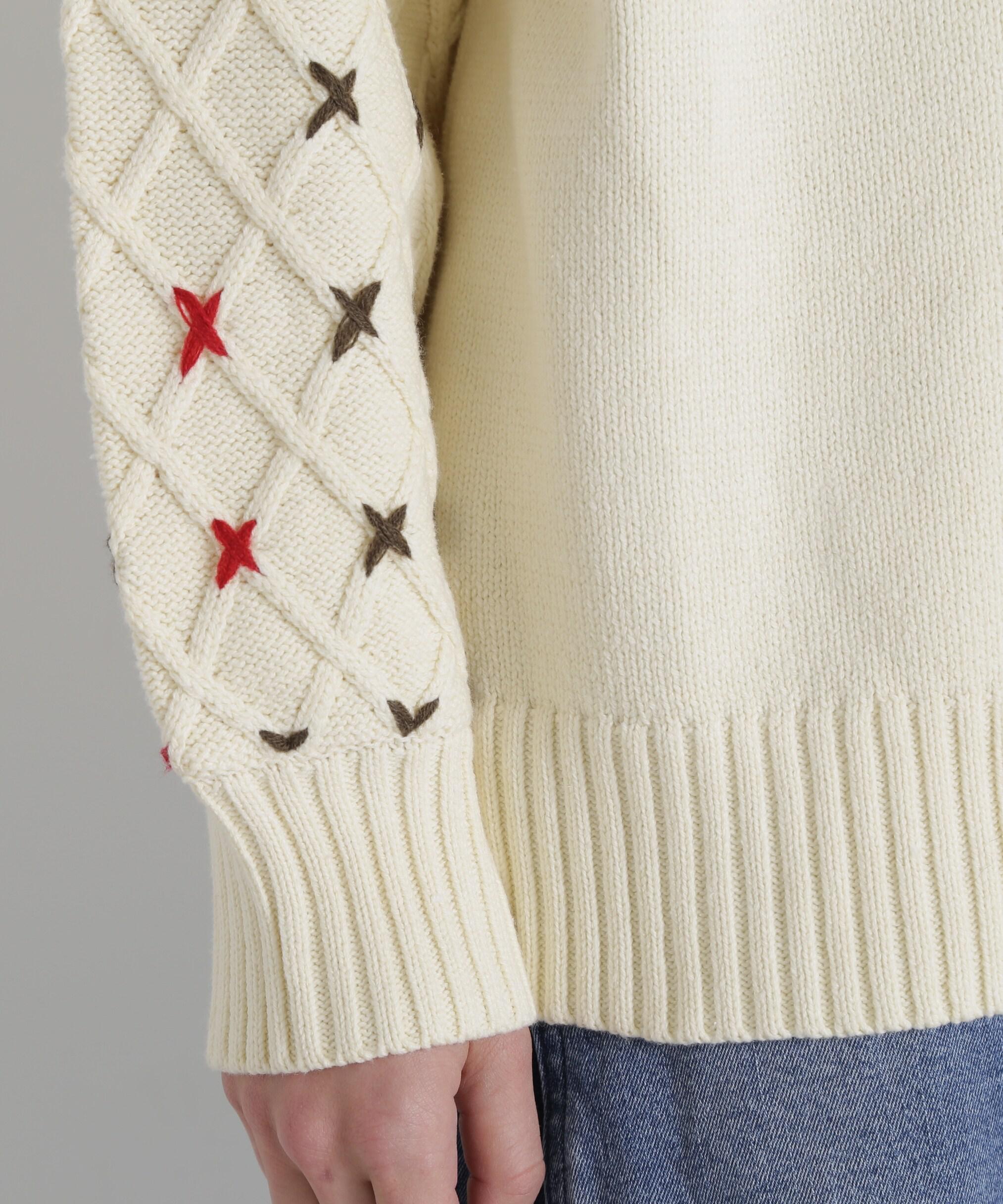 《直営店限定》BOTTLE NECK SLEEVE EMBROIDERY TOPS/ボトルネック オフホワイト3