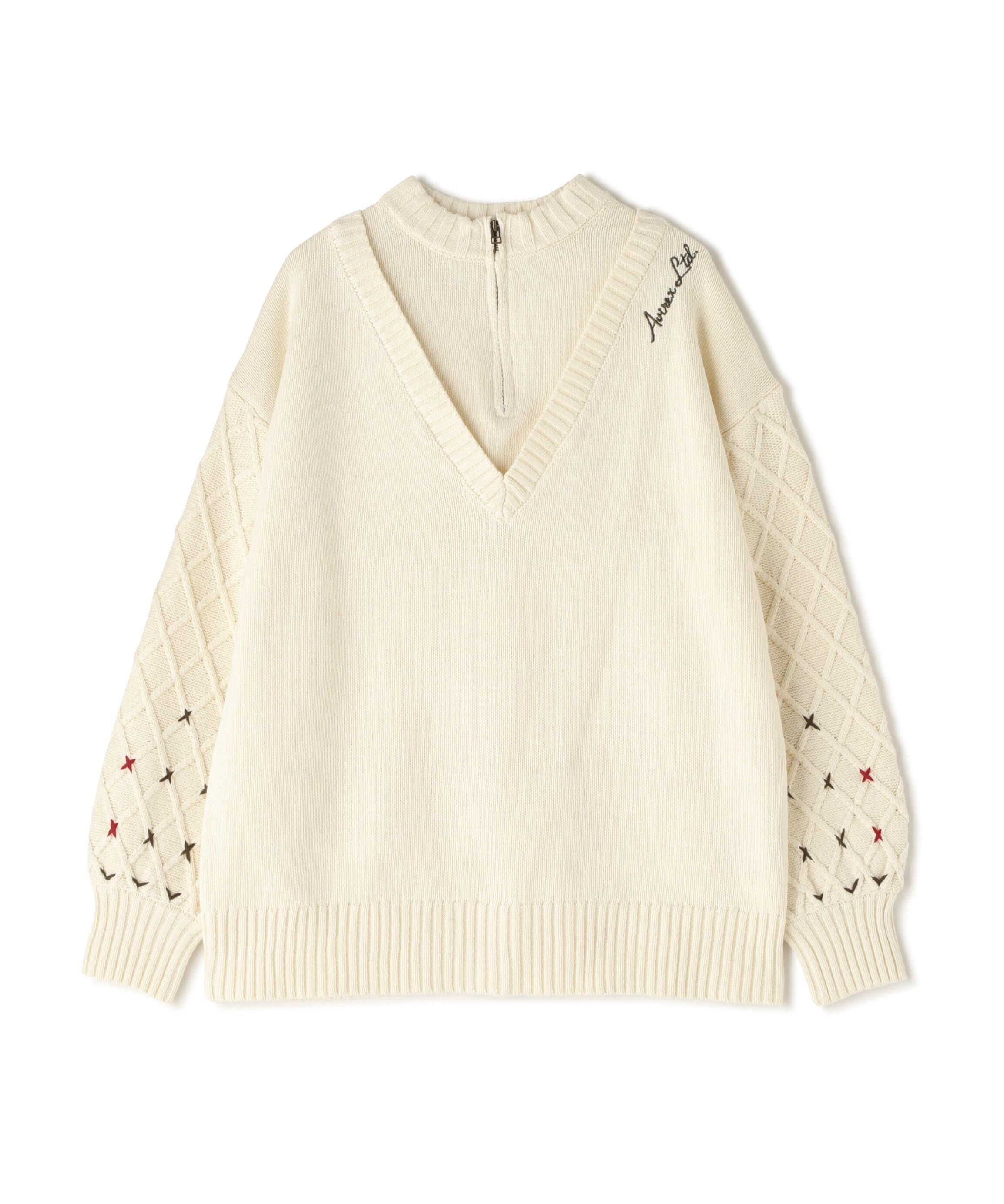 《直営店限定》BOTTLE NECK SLEEVE EMBROIDERY TOPS/ボトルネック オフホワイト3