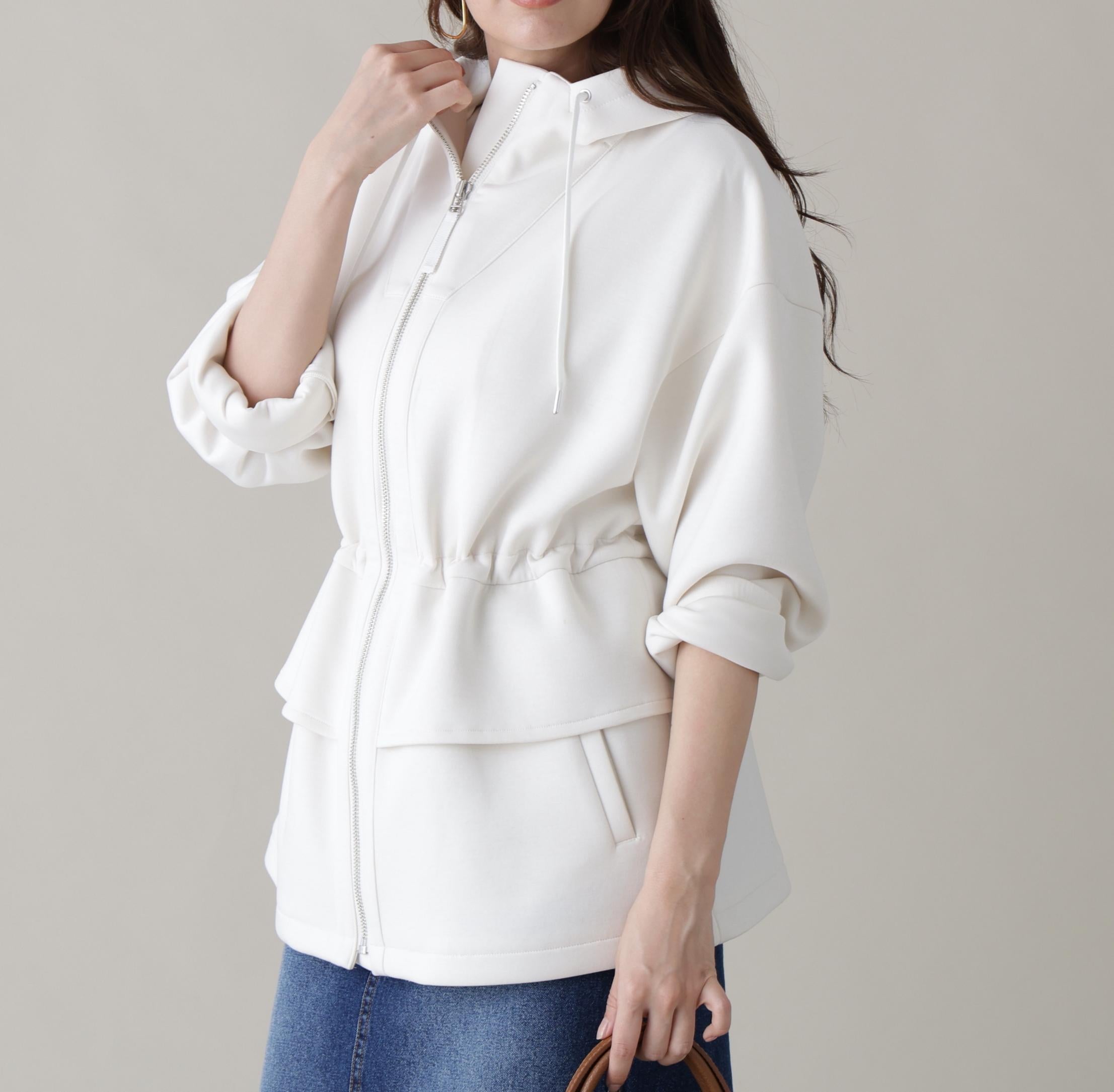 ウエストフレアダンボールフーディー エクリュ1