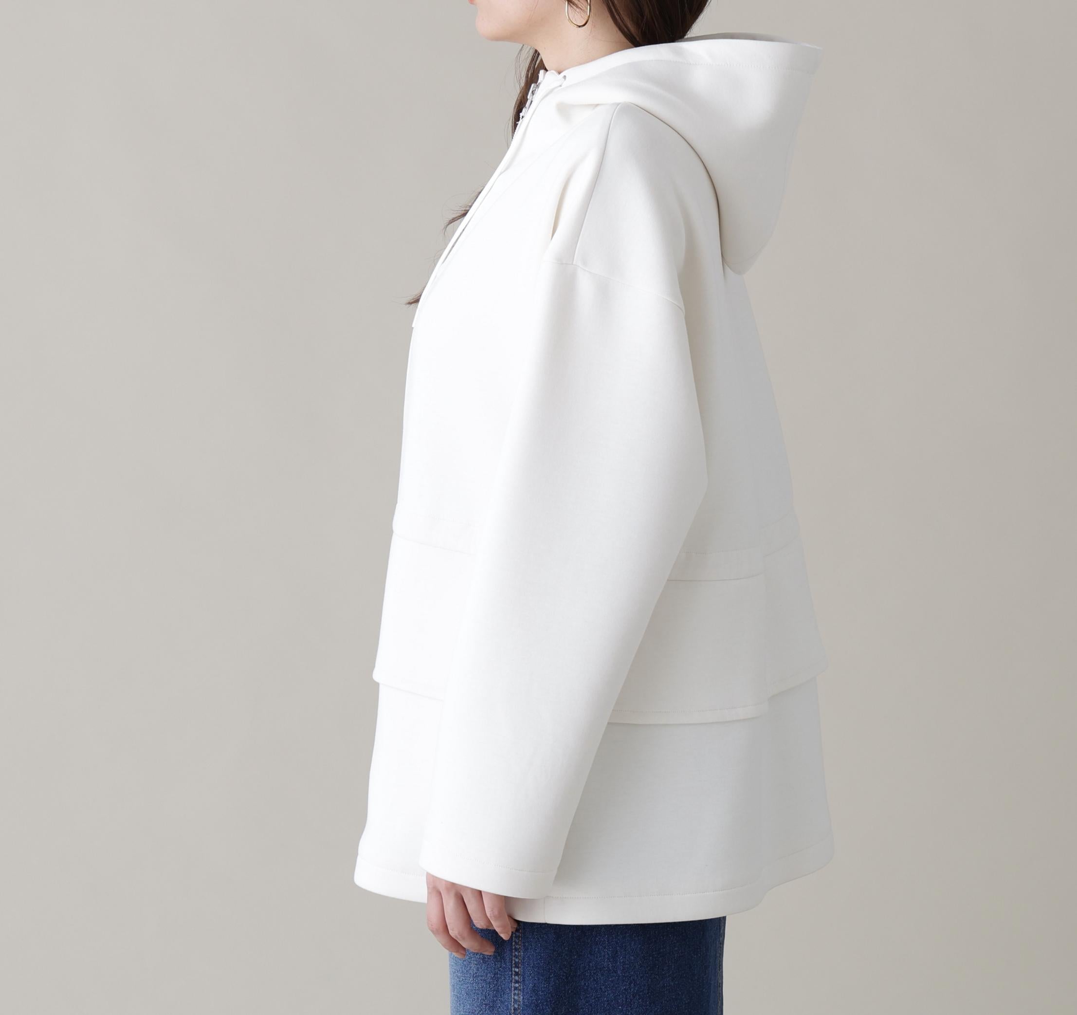 ウエストフレアダンボールフーディー エクリュ1