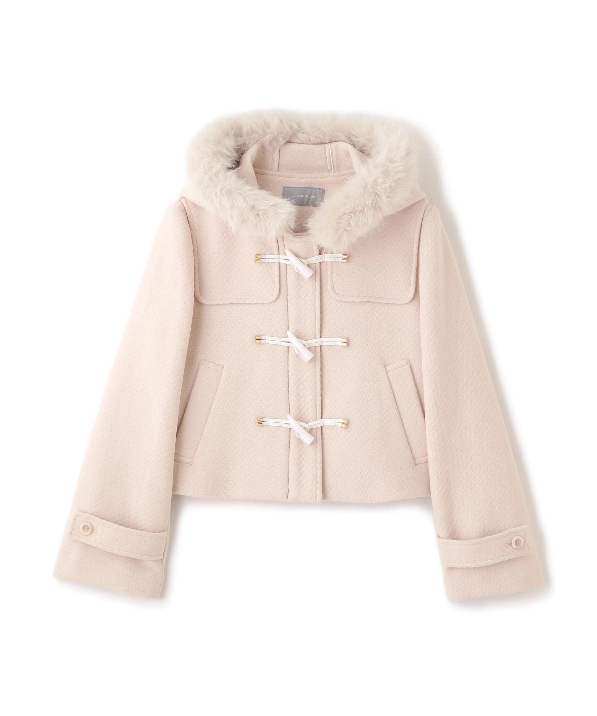 フェイクファー付ショートダッフルコート エクリュ