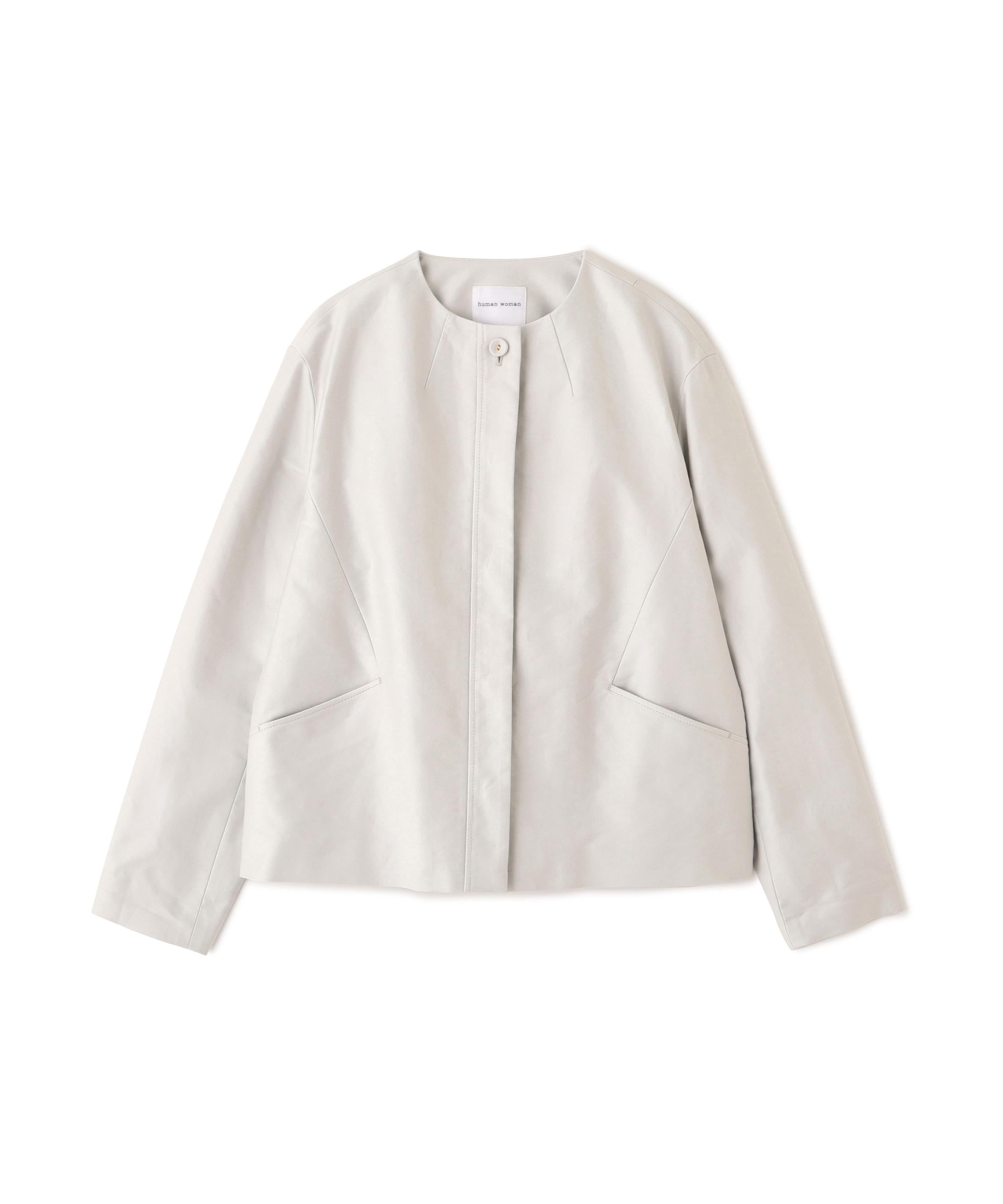 ライトモールスキンノーカラージャケット ライトグレー