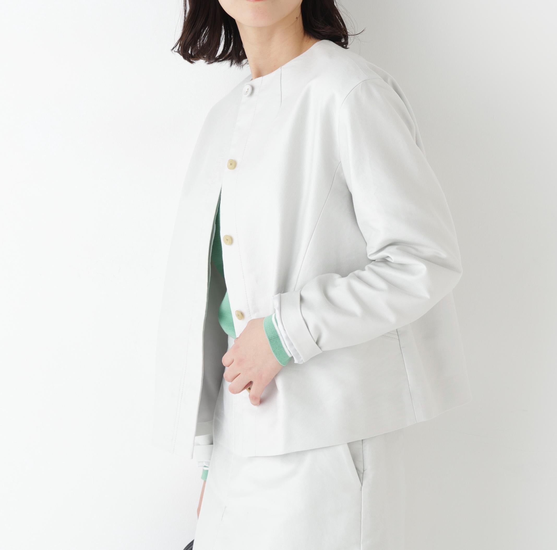 ライトモールスキンノーカラージャケット ライトグレー