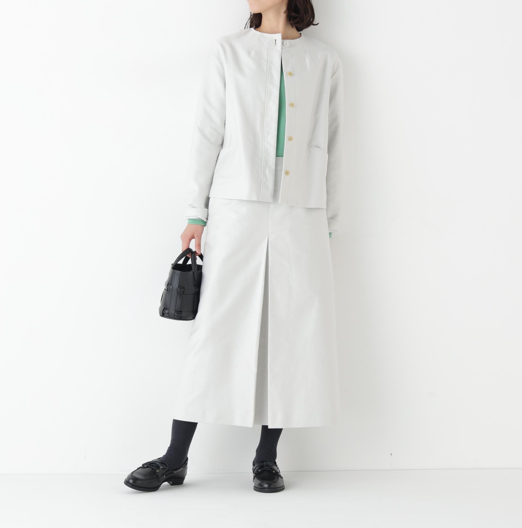 ライトモールスキンノーカラージャケット ライトグレー