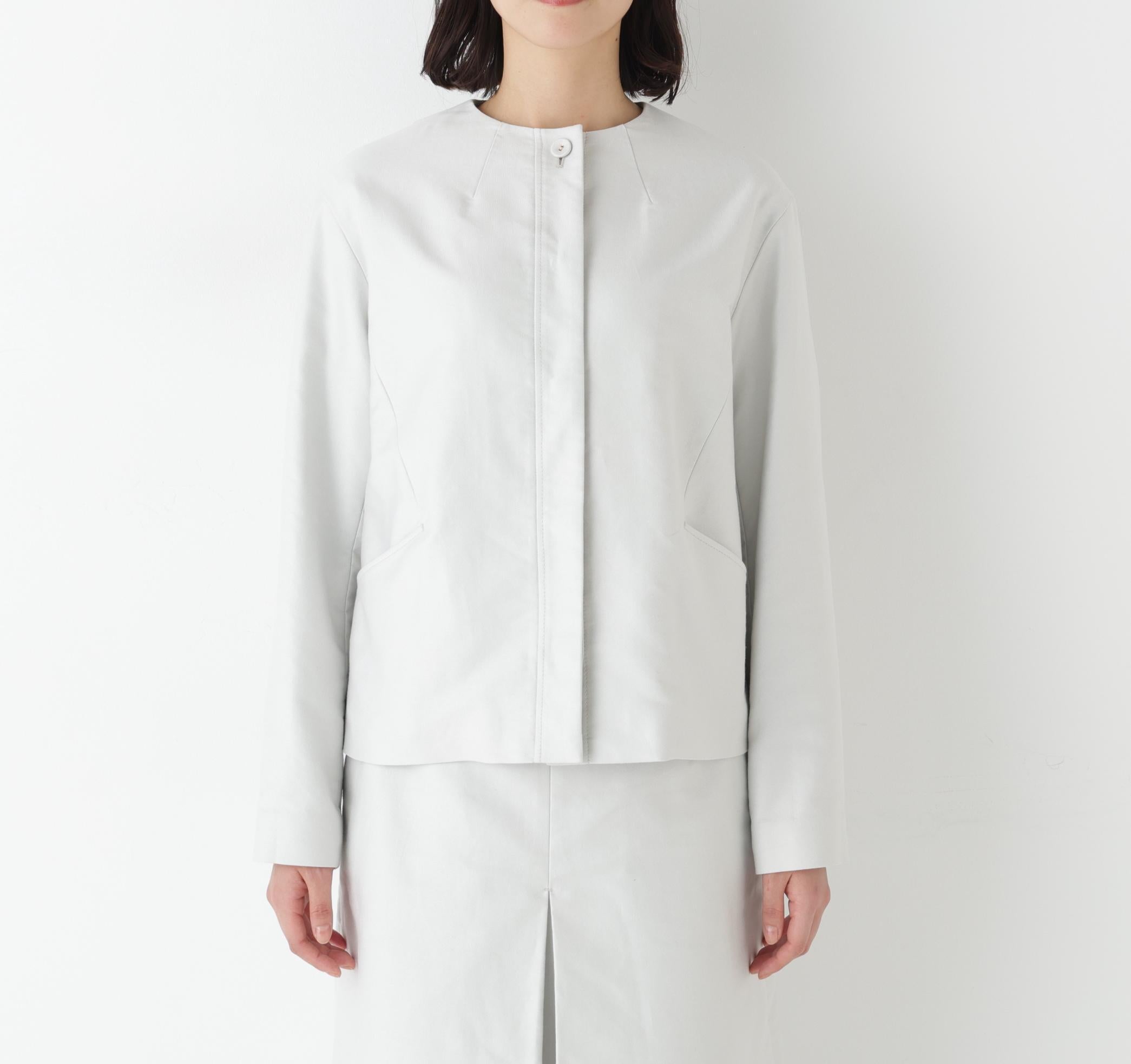 ライトモールスキンノーカラージャケット ライトグレー