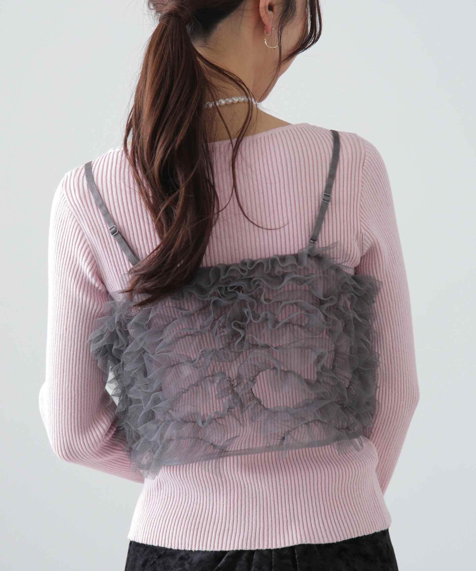 チュールウェーブモチーフビスチェ チャコールグレー