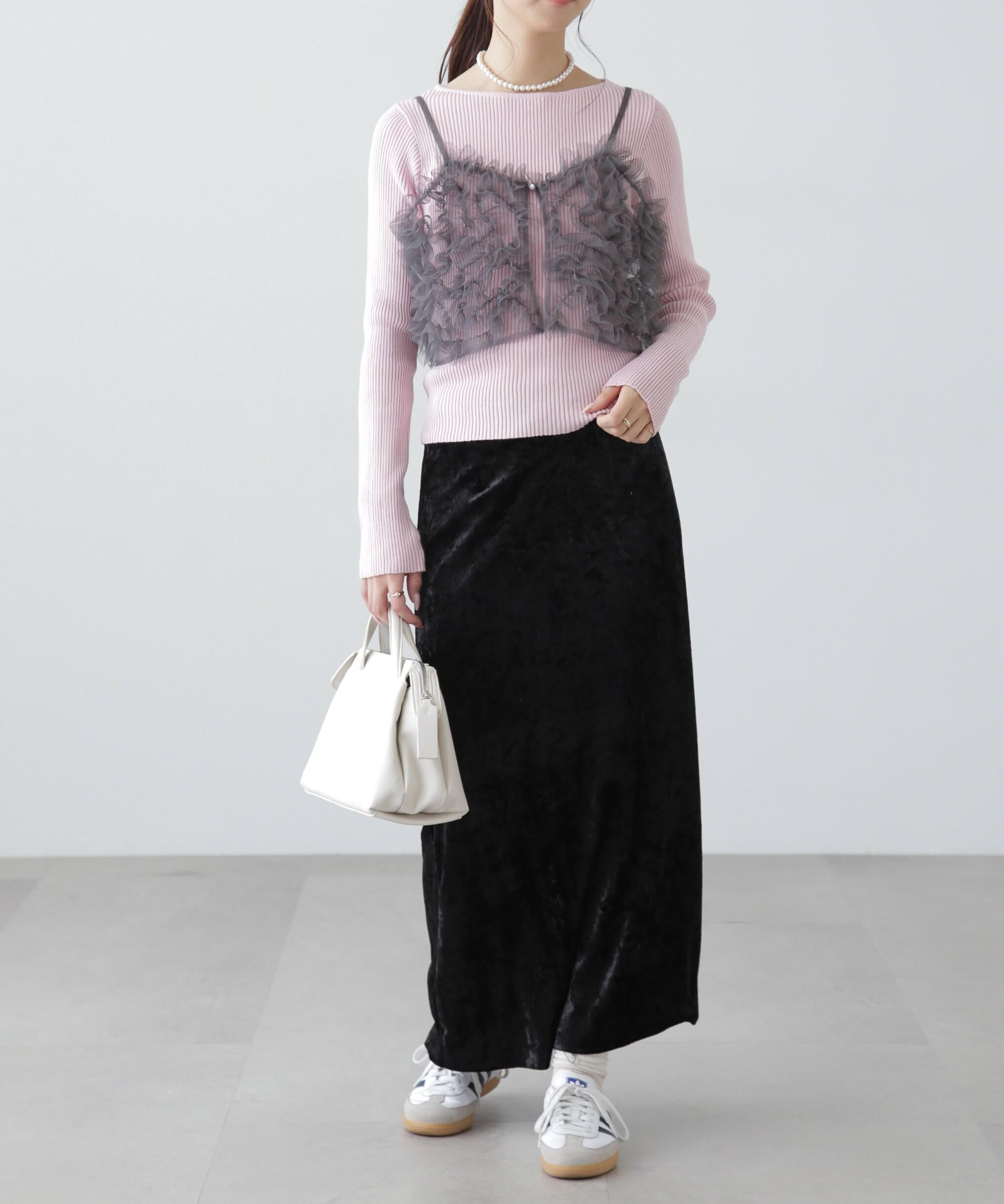 チュールウェーブモチーフビスチェ チャコールグレー