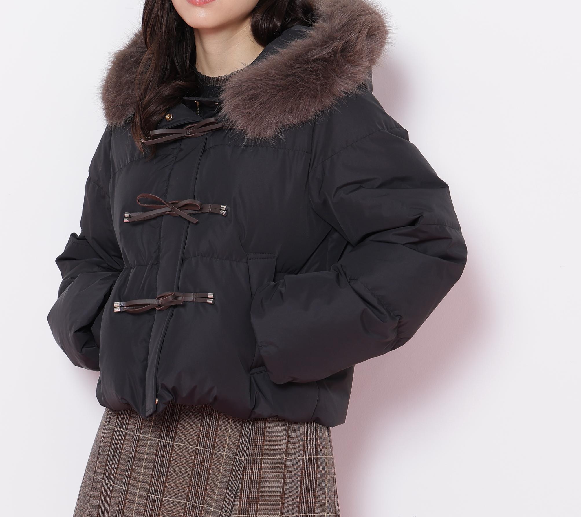 リボンダッフルダウン ブラック