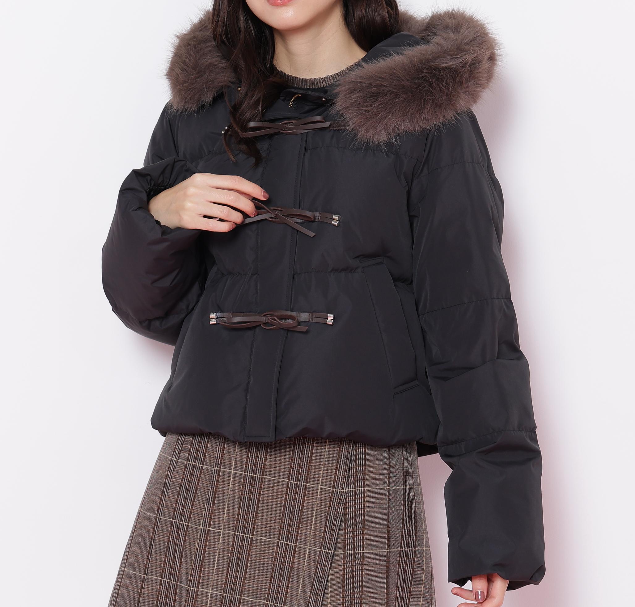 リボンダッフルダウン ブラック