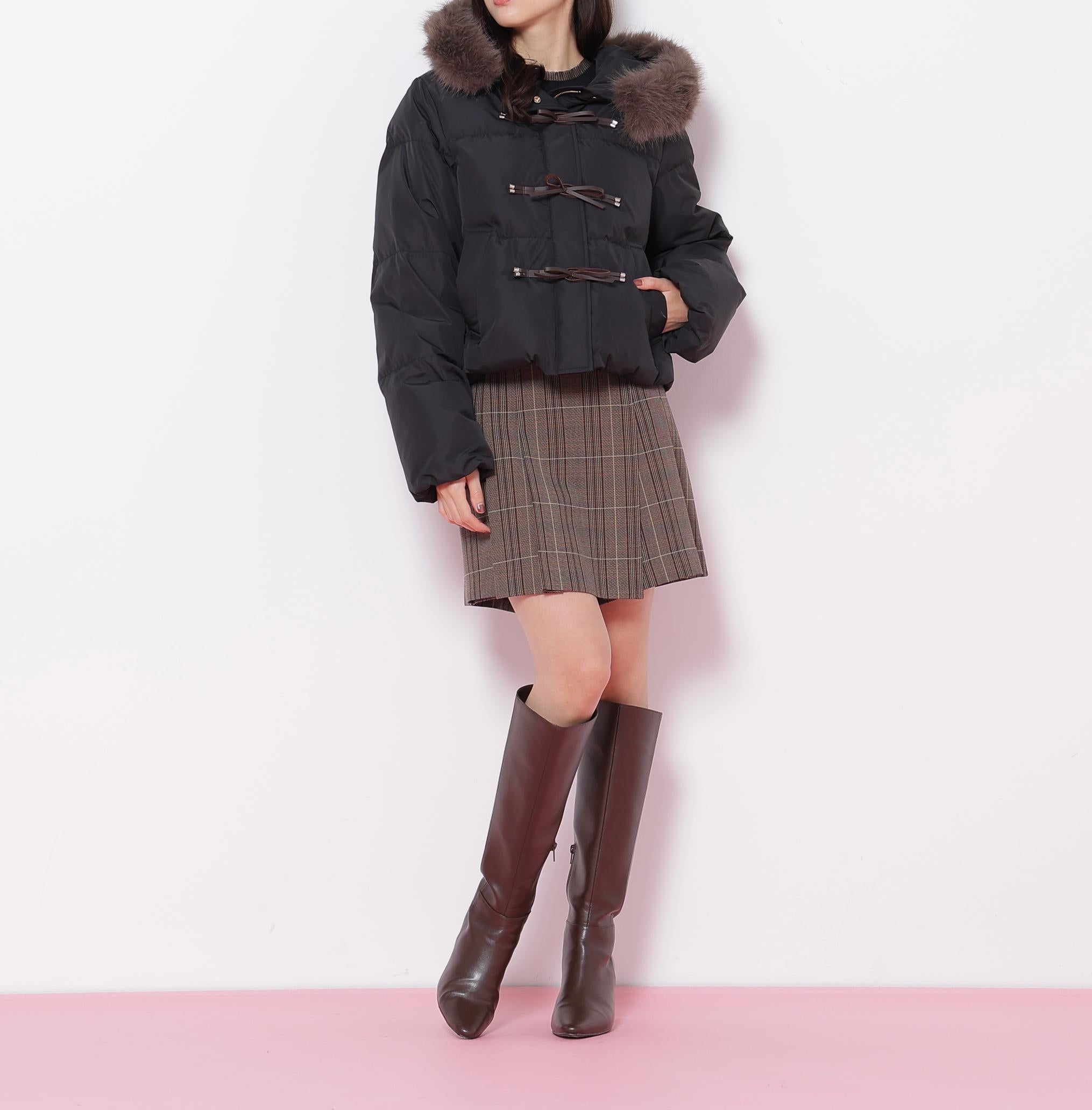 リボンダッフルダウン ブラック