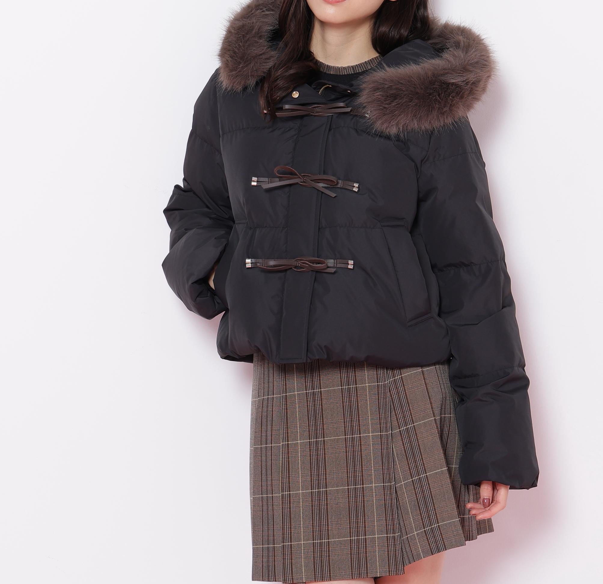 リボンダッフルダウン ブラック