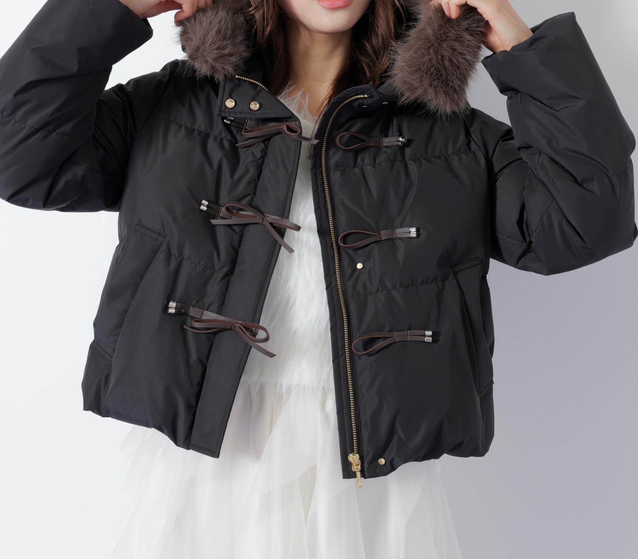 リボンダッフルダウン ブラック