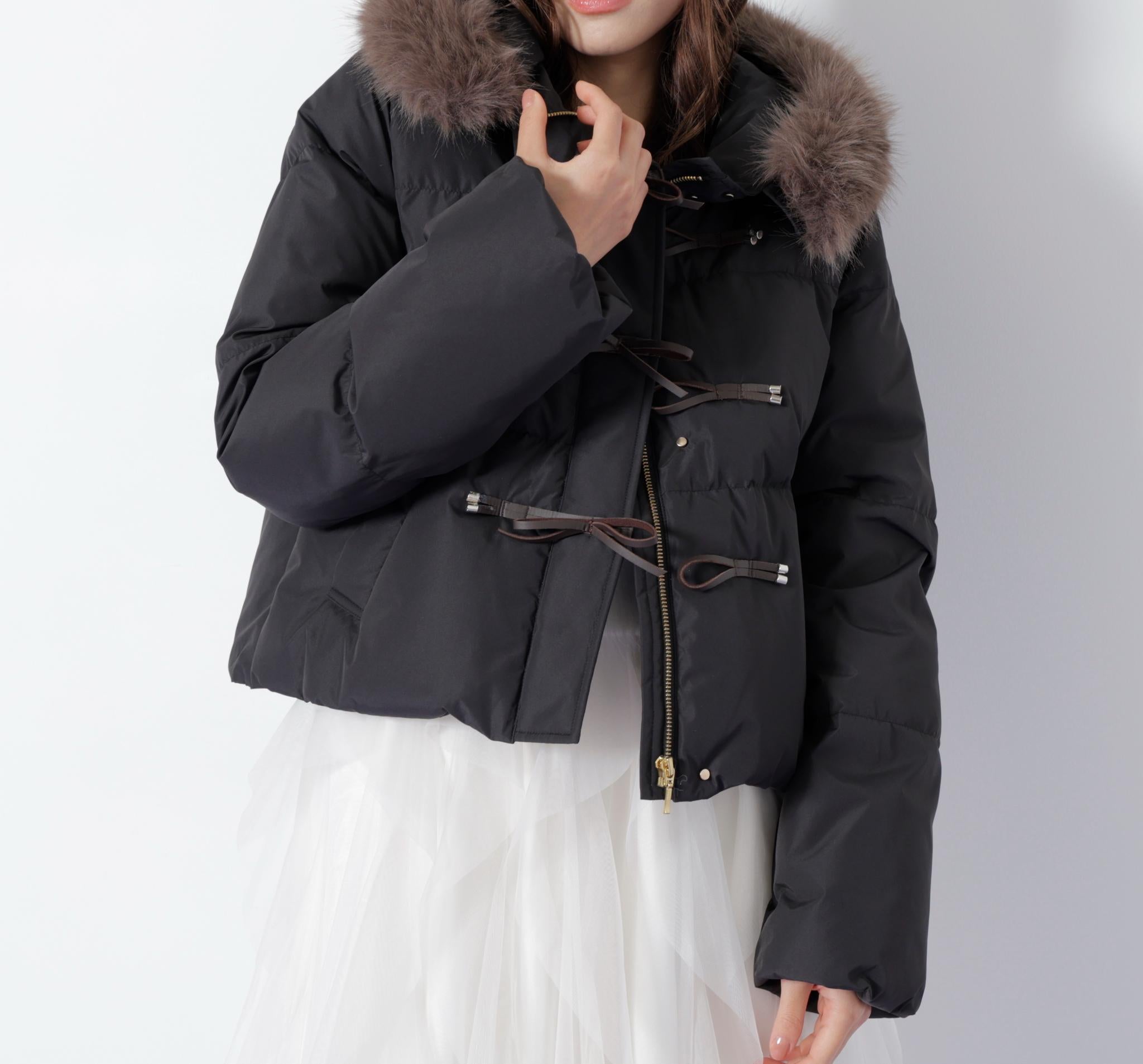 リボンダッフルダウン ブラック