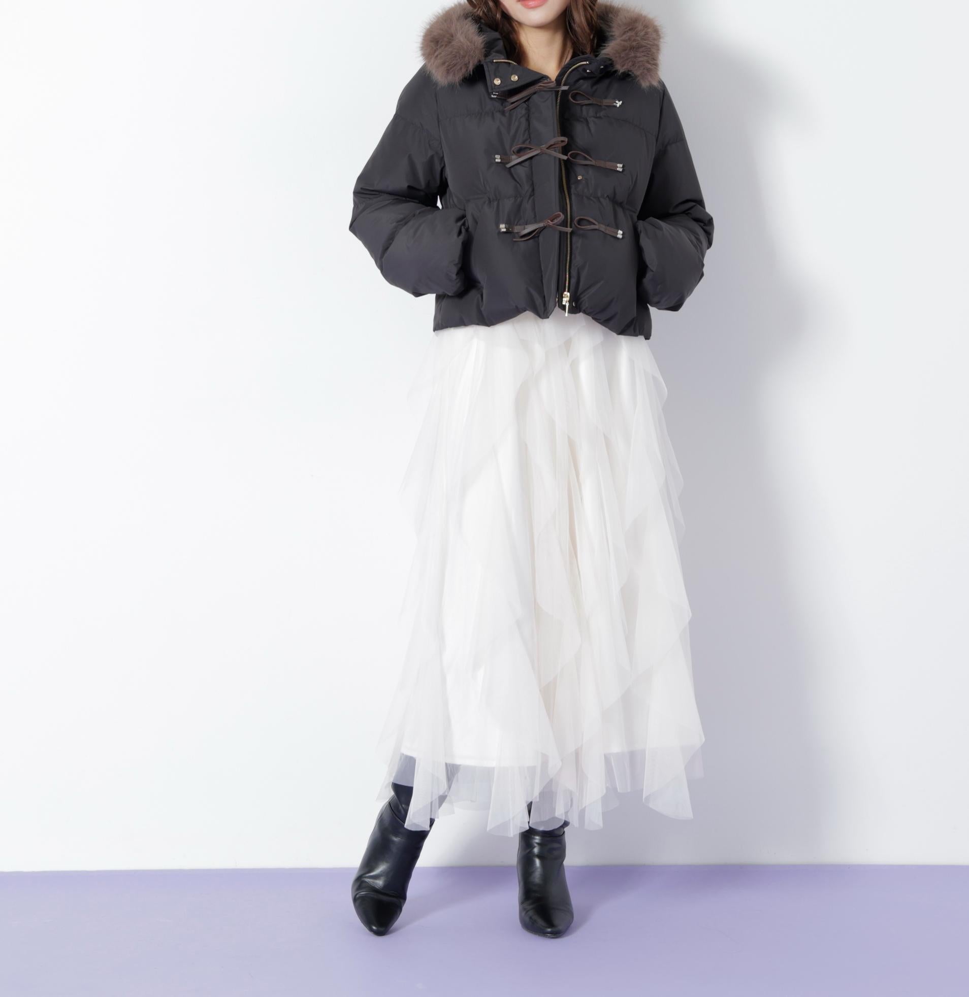 リボンダッフルダウン ブラック