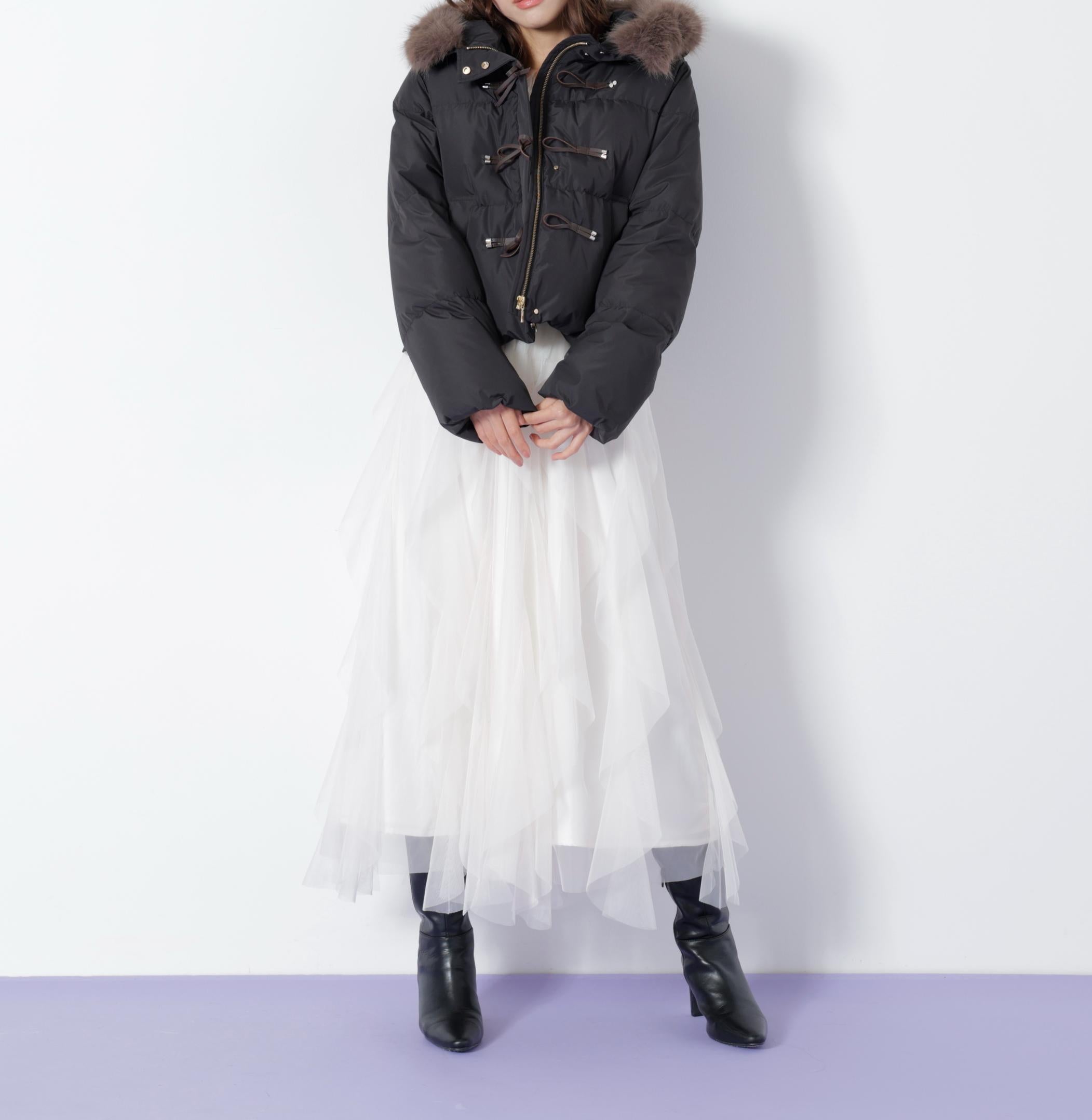 リボンダッフルダウン ブラック