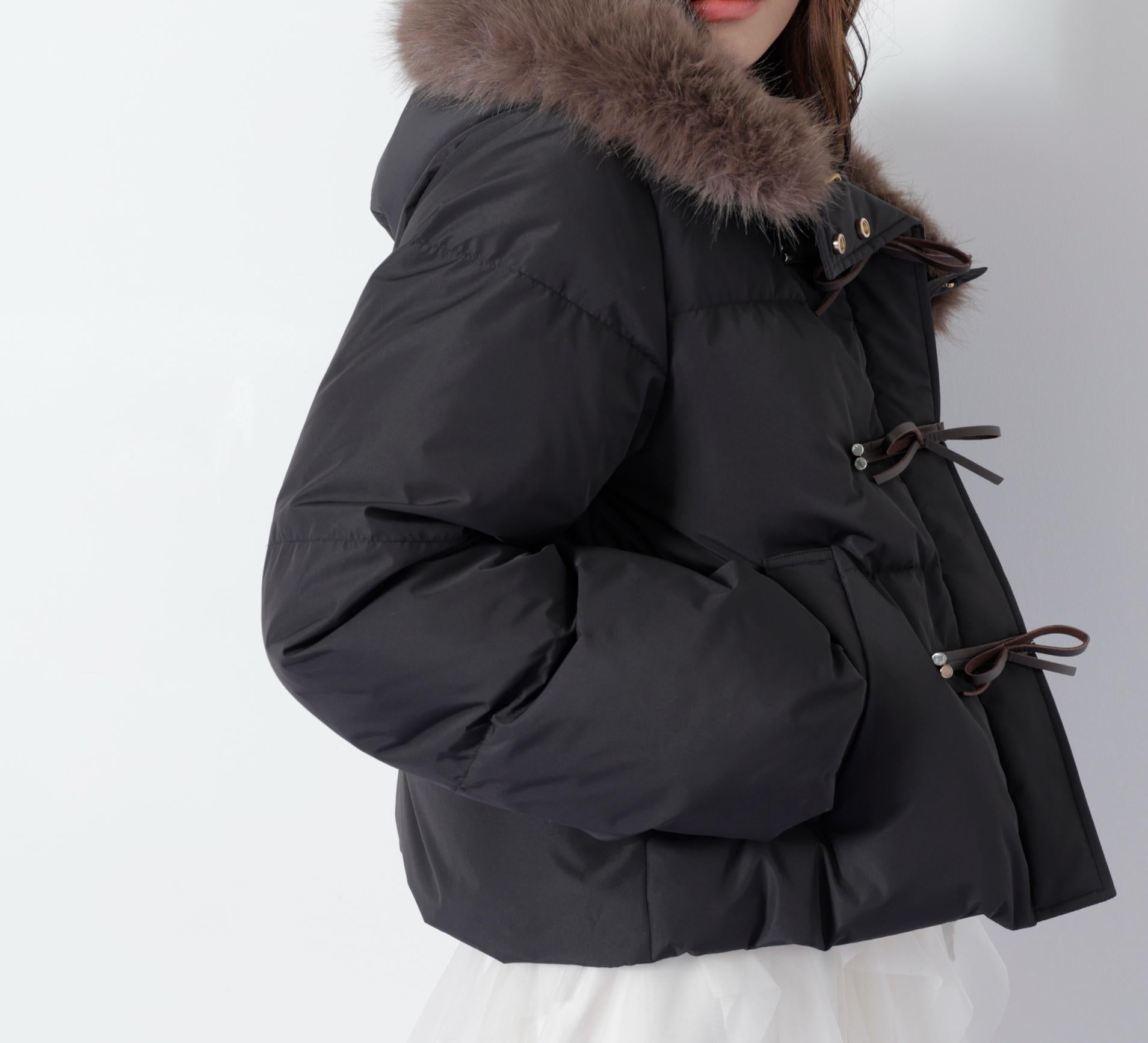 リボンダッフルダウン ブラック