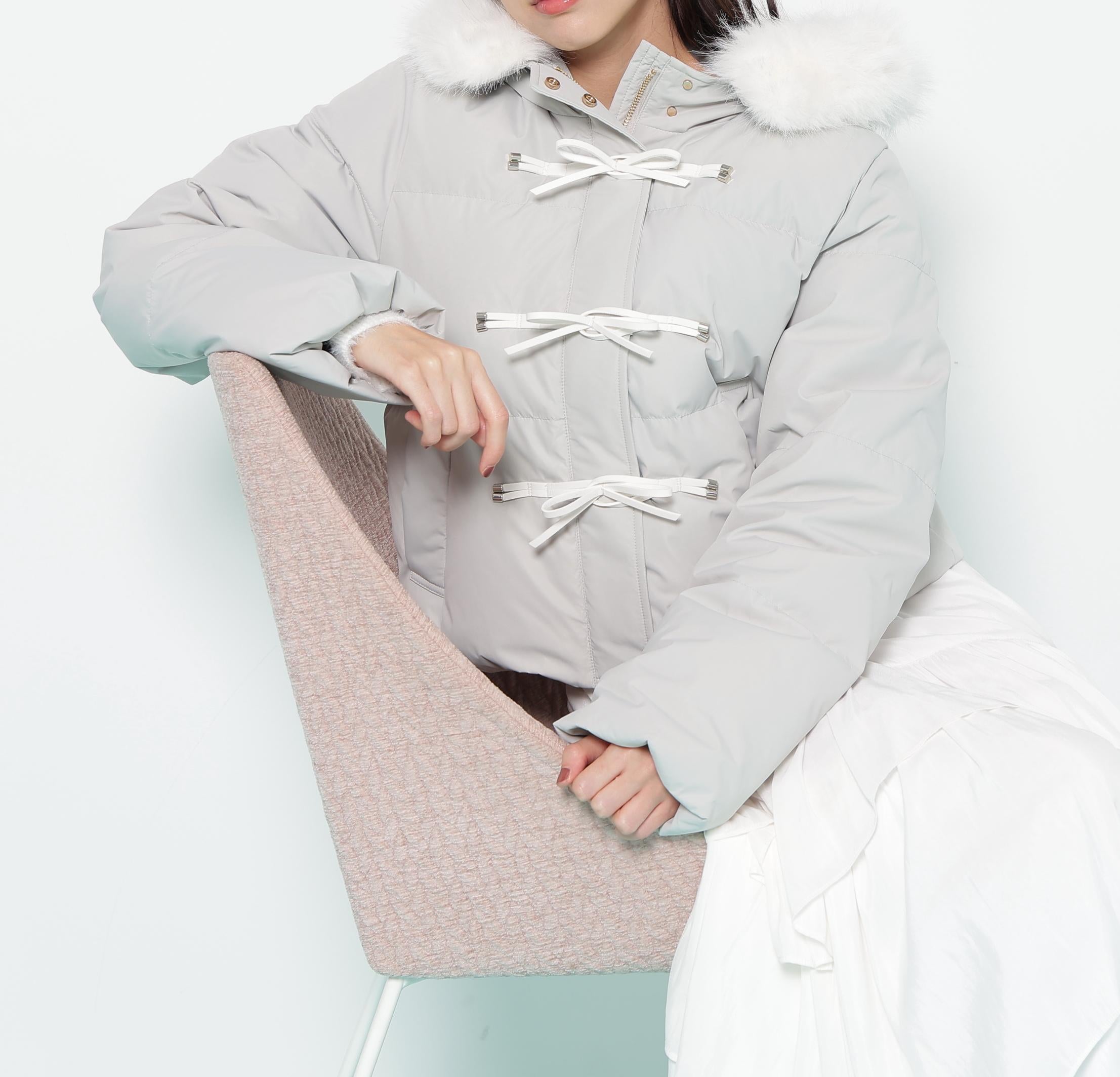 リボンダッフルダウン グレー