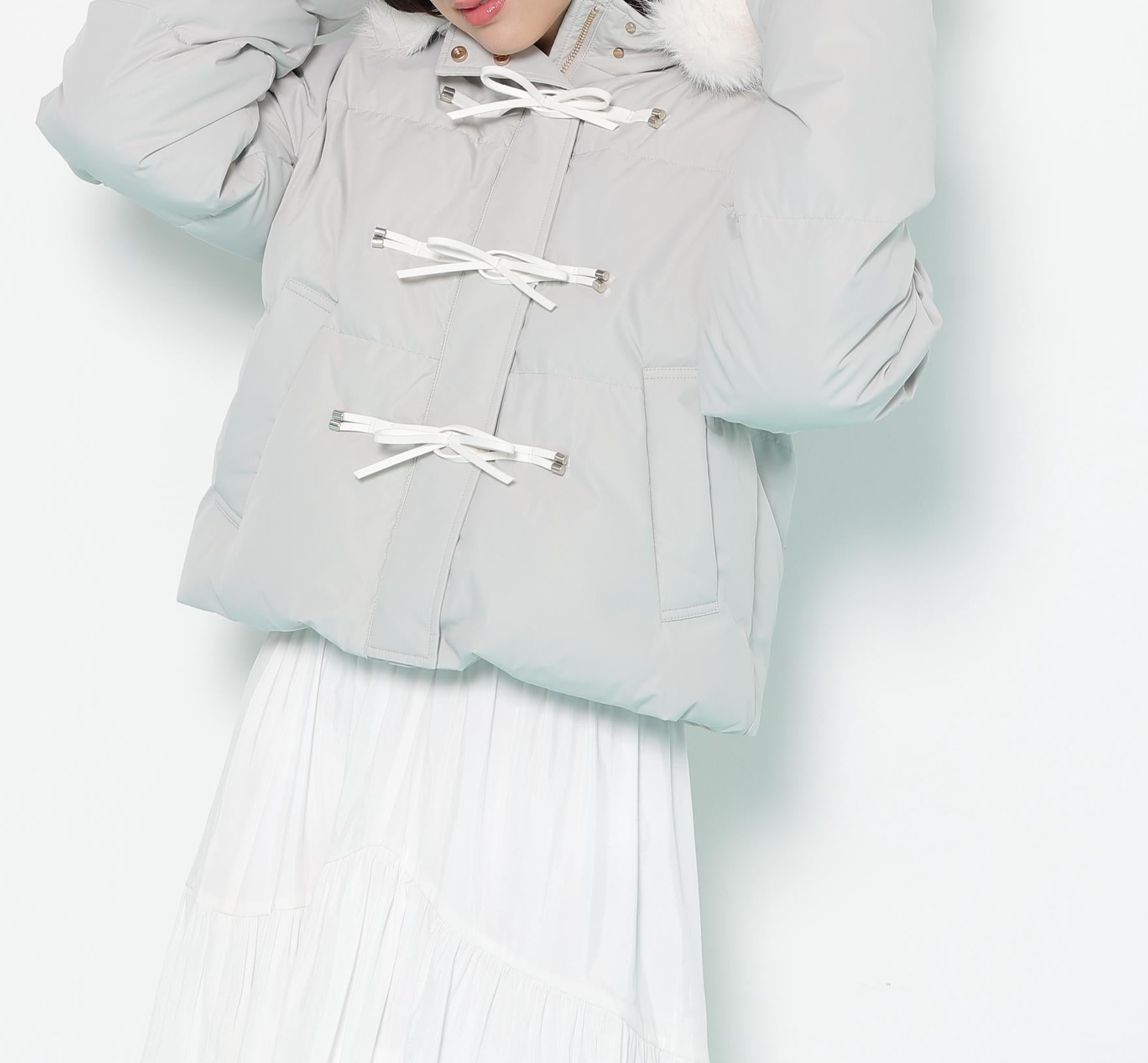 リボンダッフルダウン グレー