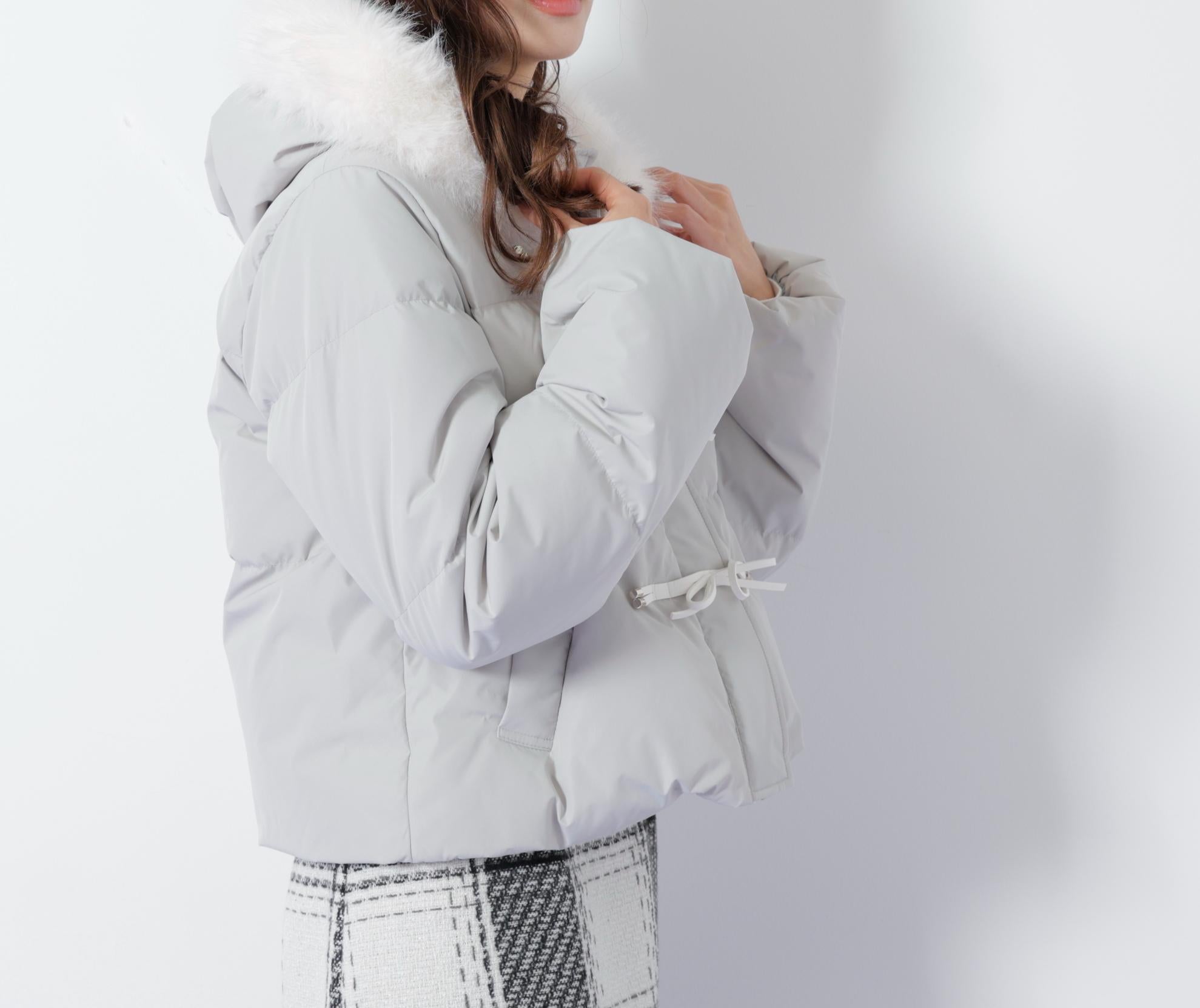 リボンダッフルダウン グレー