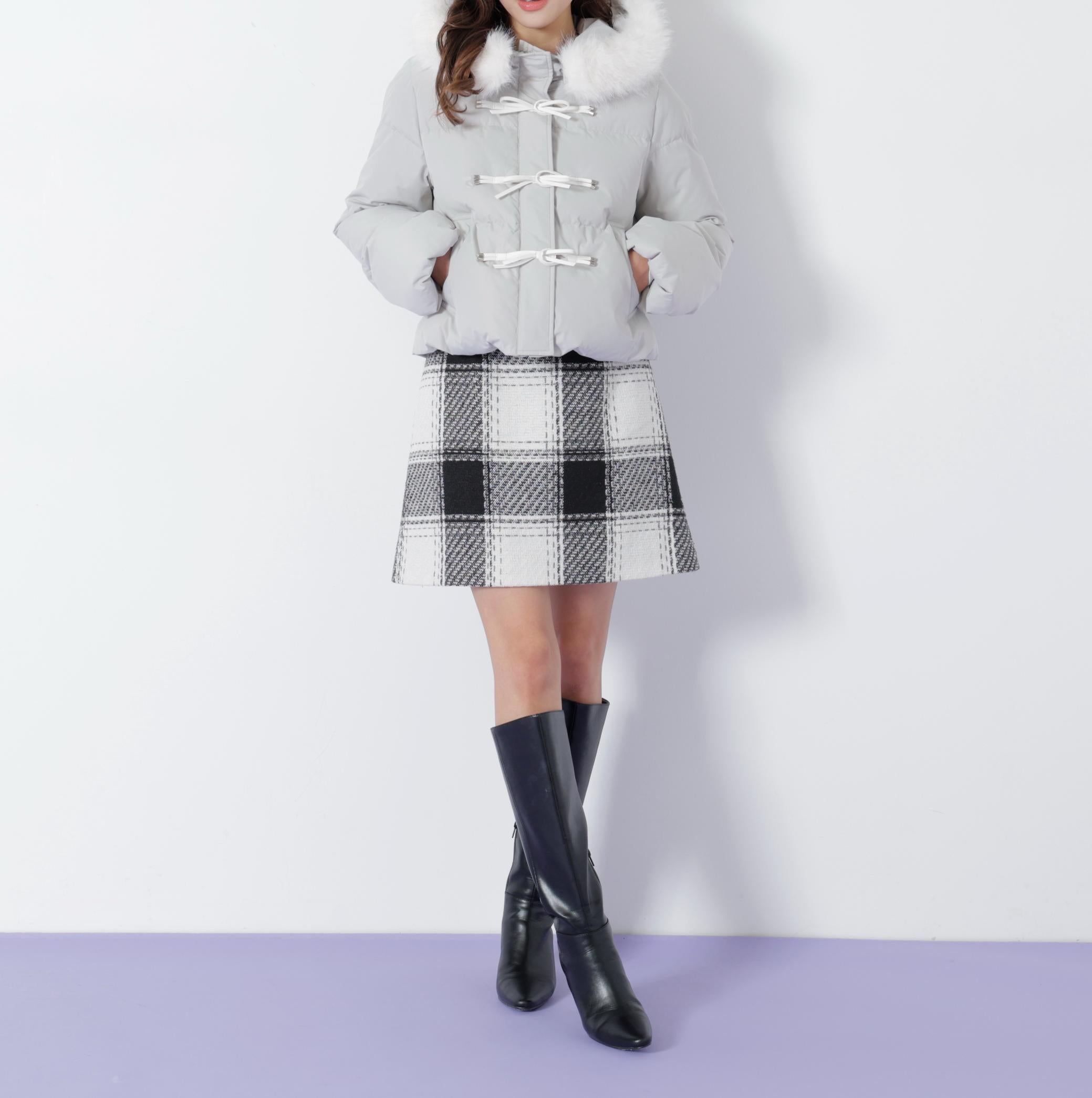 リボンダッフルダウン グレー