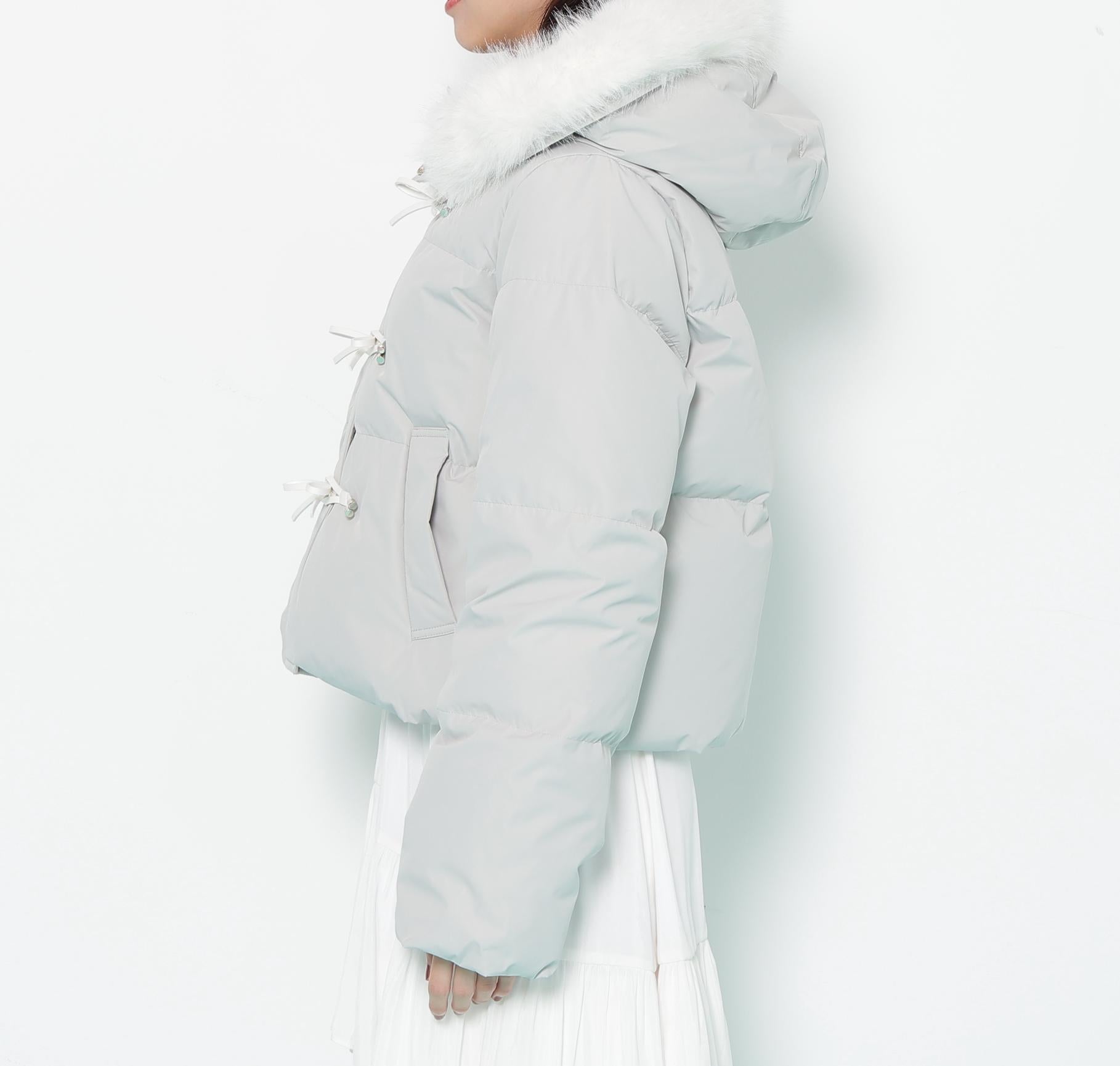 リボンダッフルダウン グレー