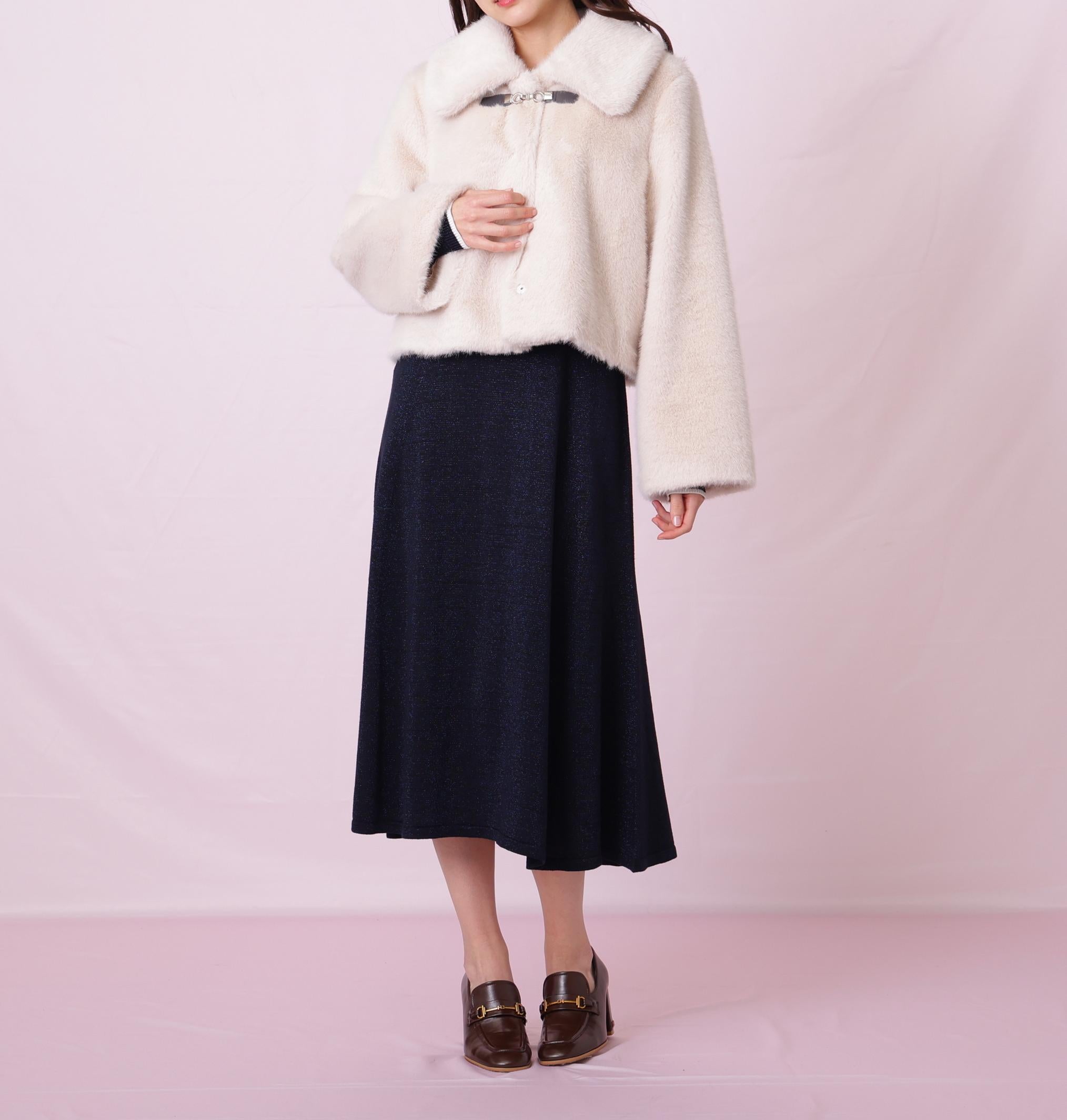 フェイクファーショートジャケット ホワイト