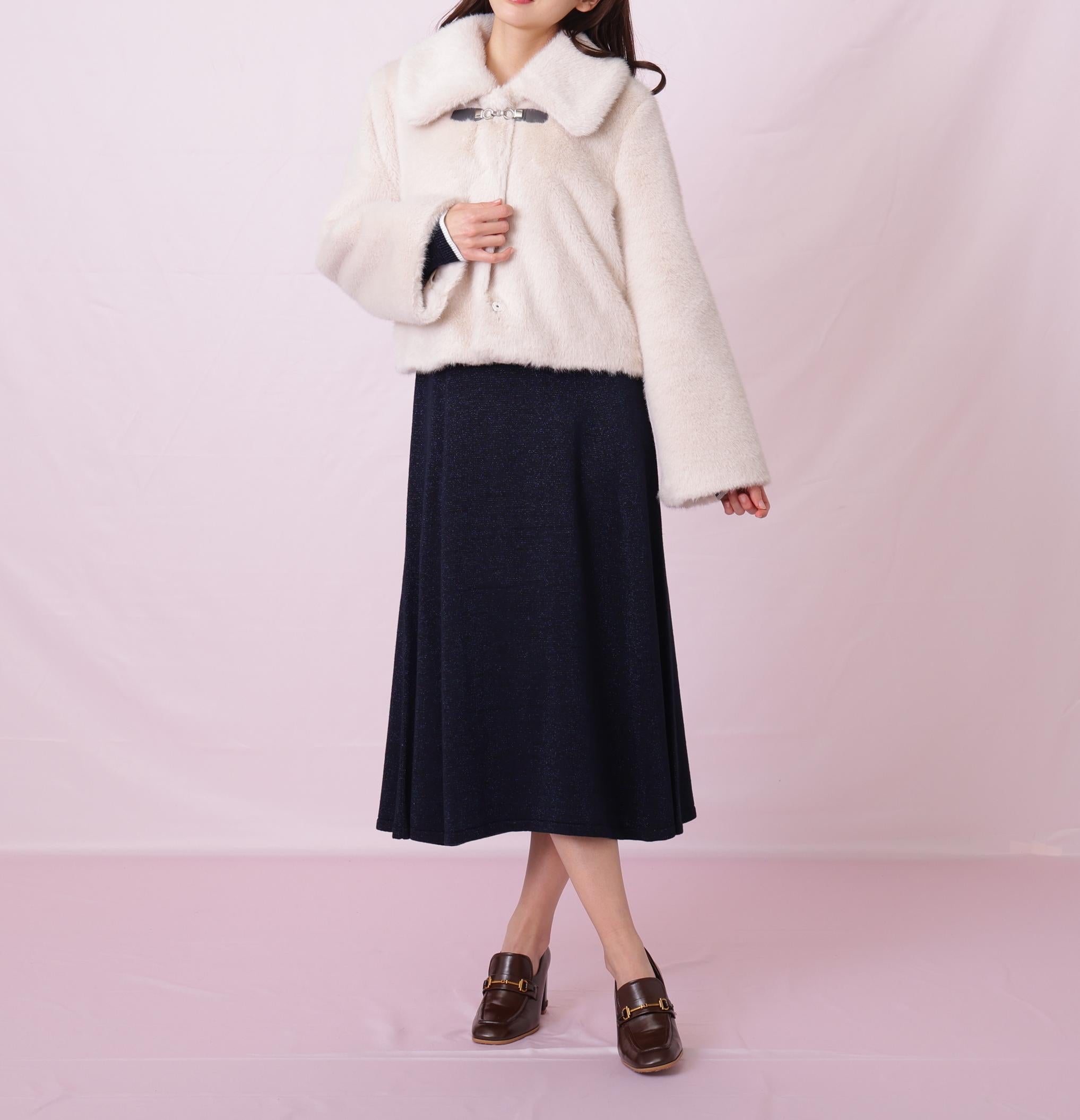 フェイクファーショートジャケット ホワイト