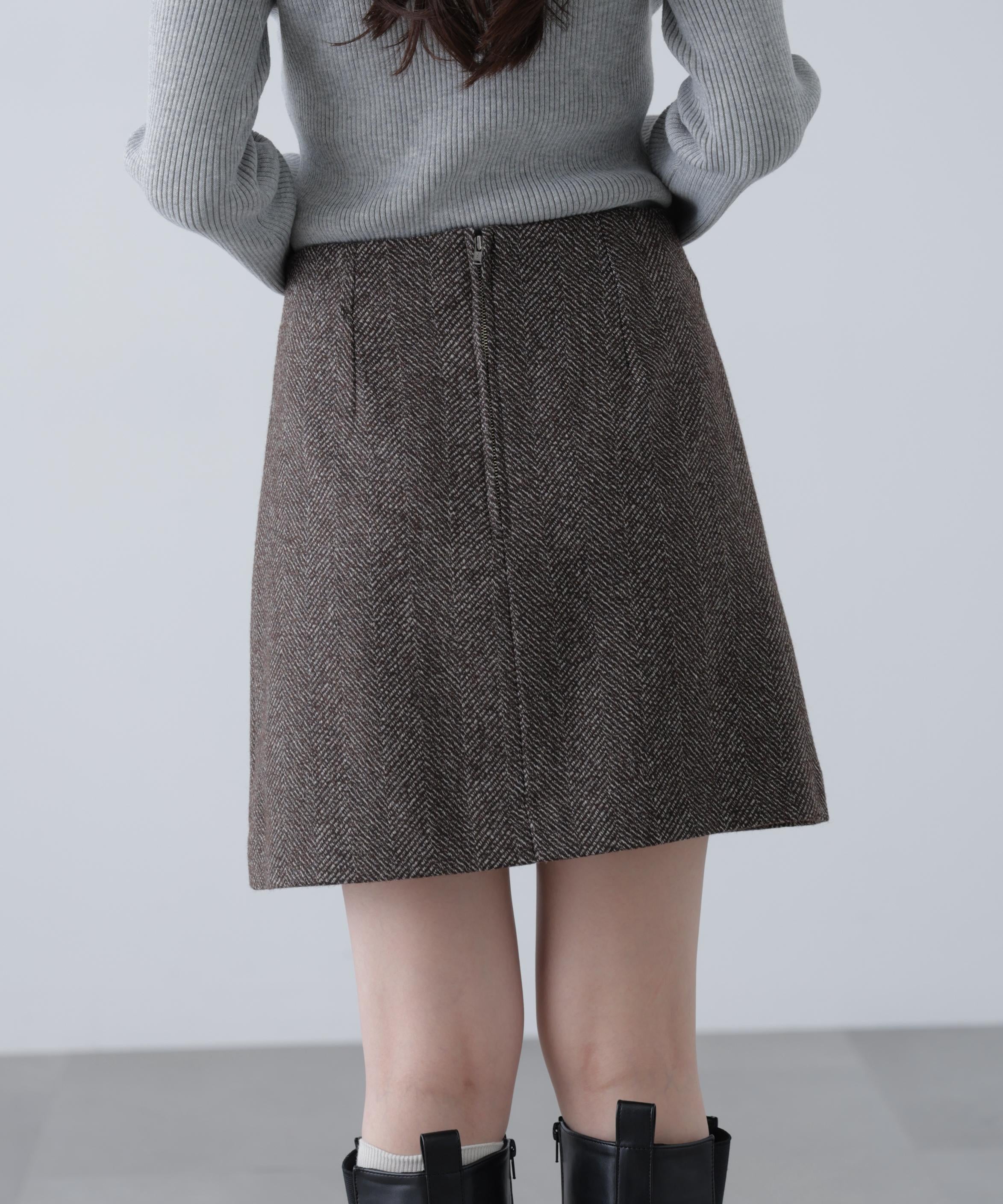 ツイードミニスカート ブラウン