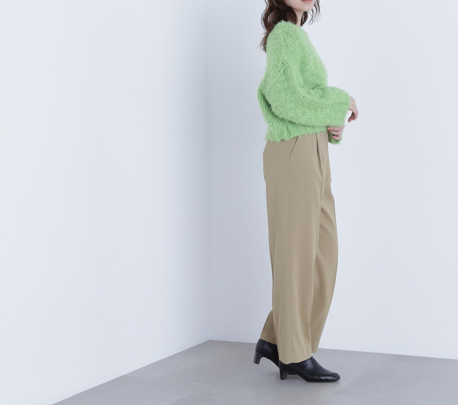 2wayネックスラブヤーンニット フレッシュグリーン