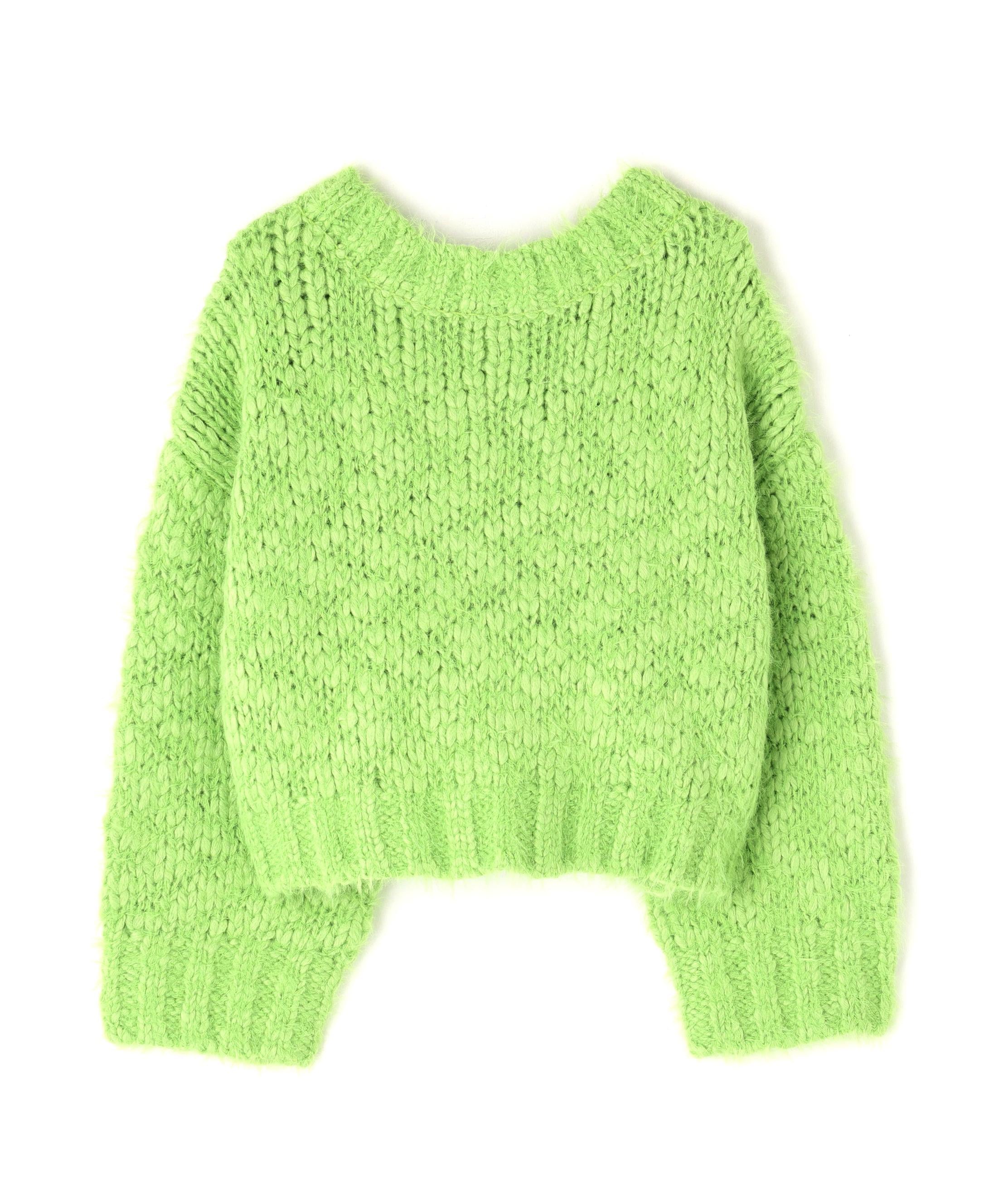 2wayネックスラブヤーンニット フレッシュグリーン