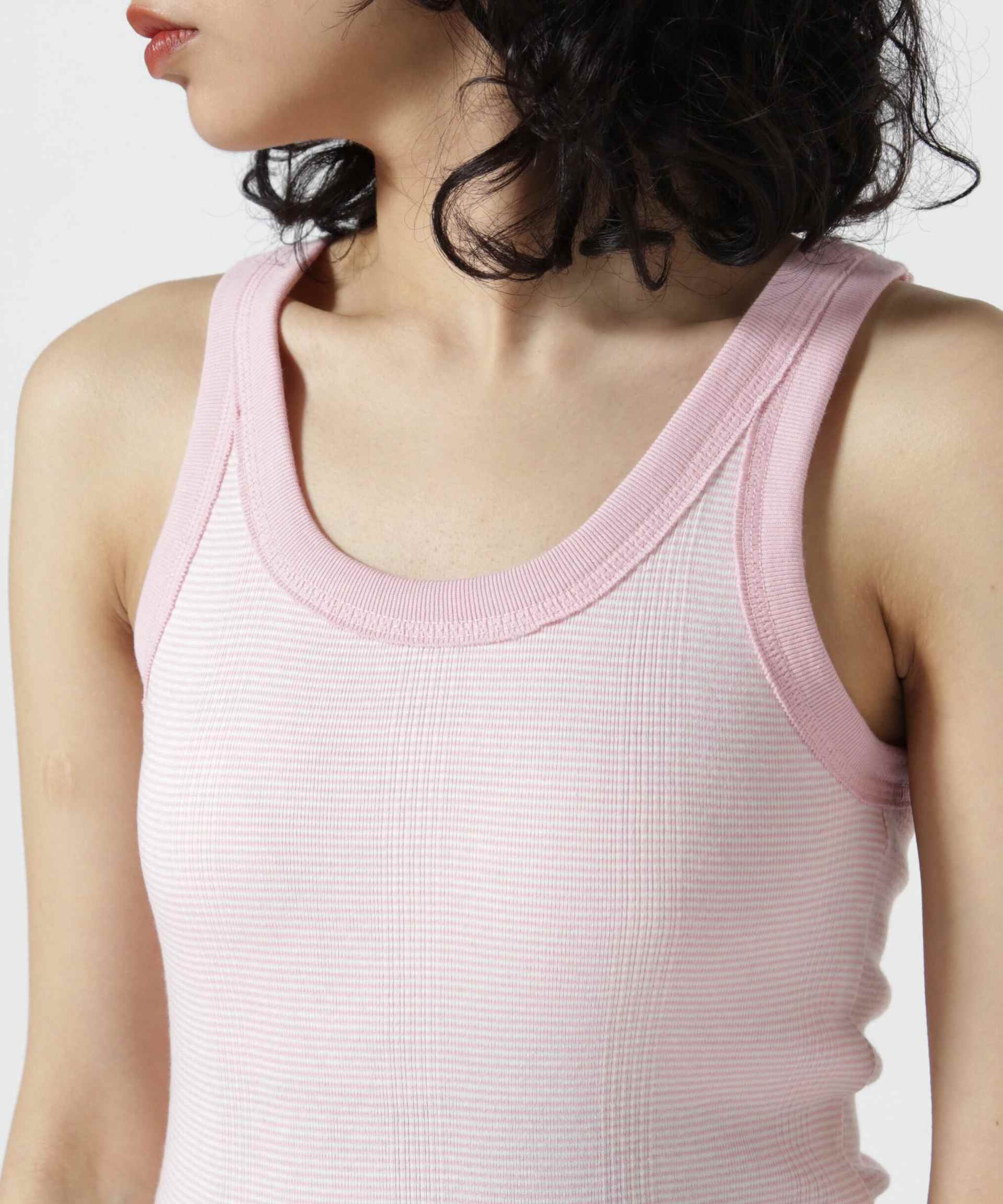 Mille/ミラー P>IR CUP US TANK TOP Pリブタンクトップ カップ付き ピンク