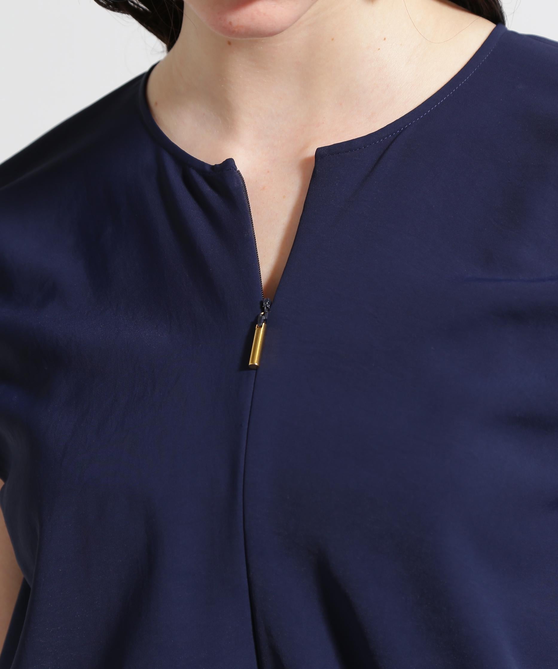 ◆スリーブシャーリングワンピース ネイビー