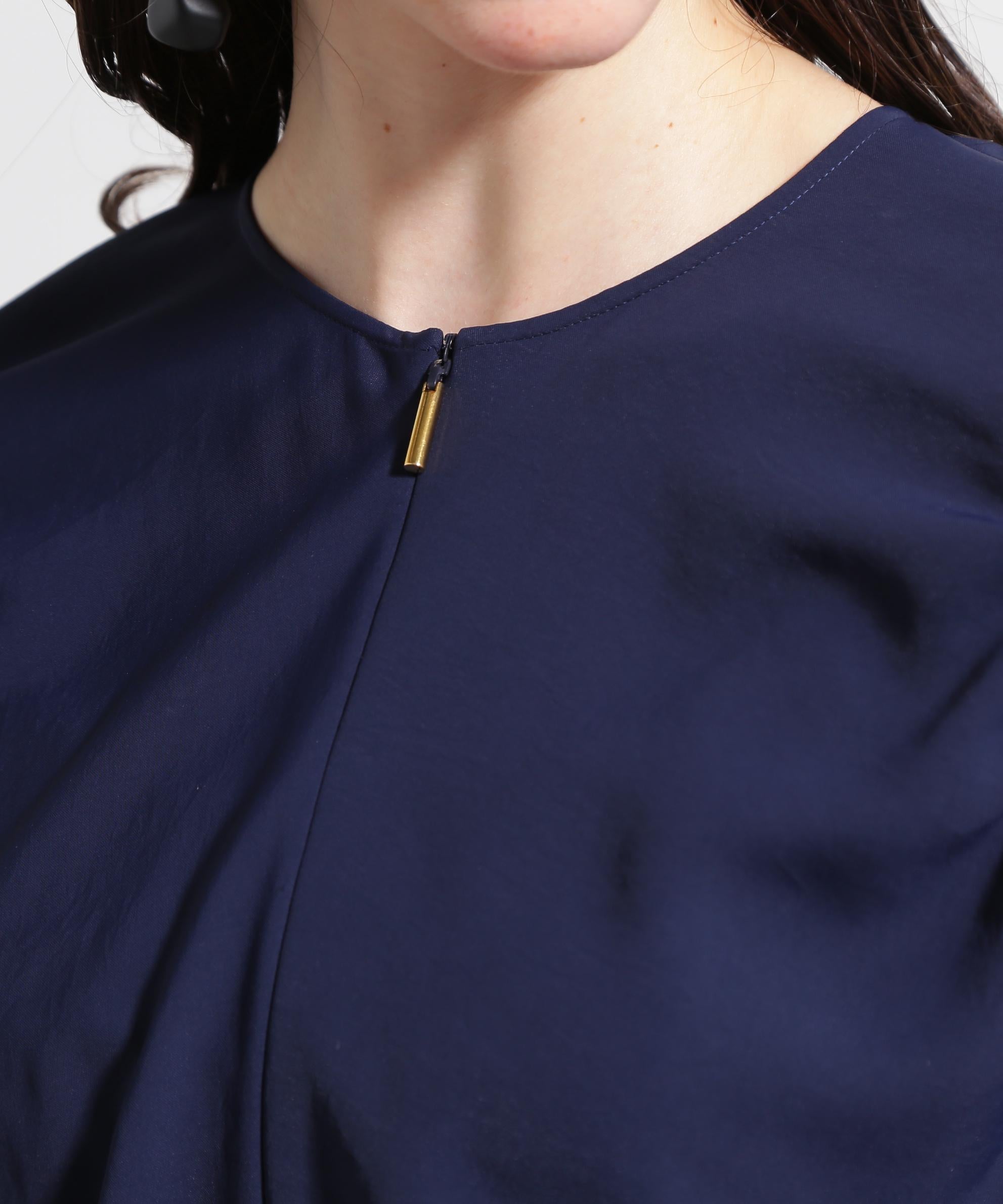 ◆スリーブシャーリングワンピース ネイビー