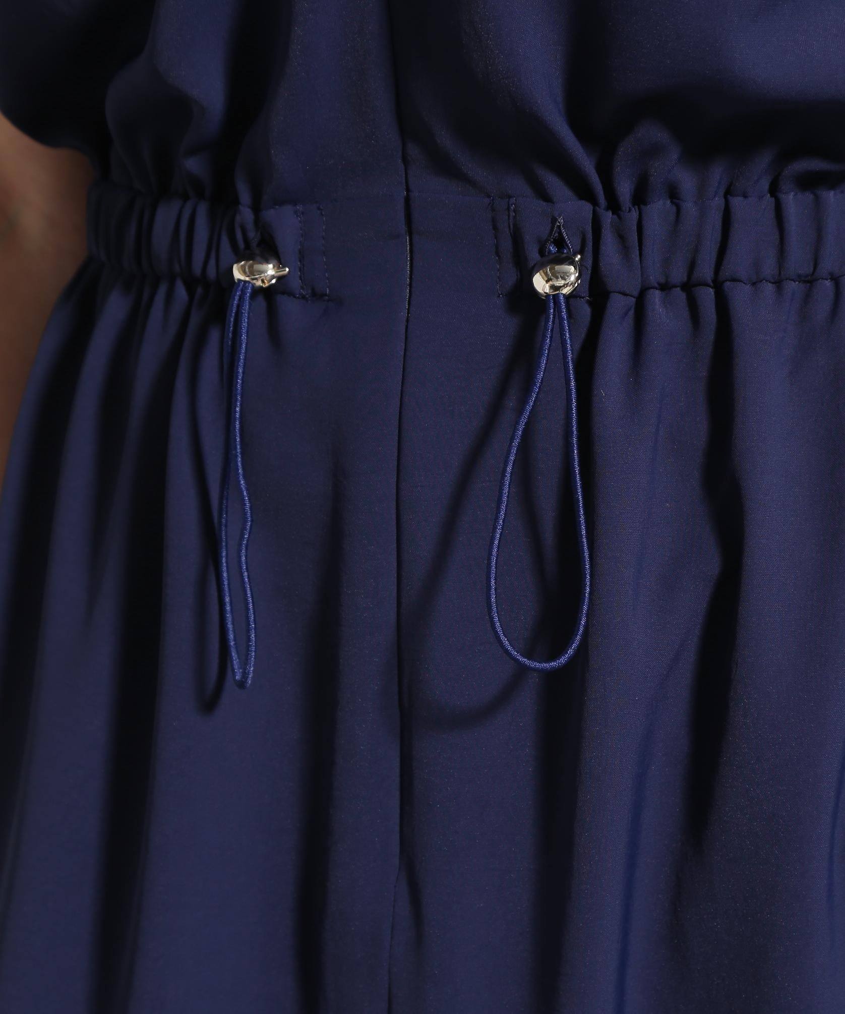 ◆スリーブシャーリングワンピース ネイビー