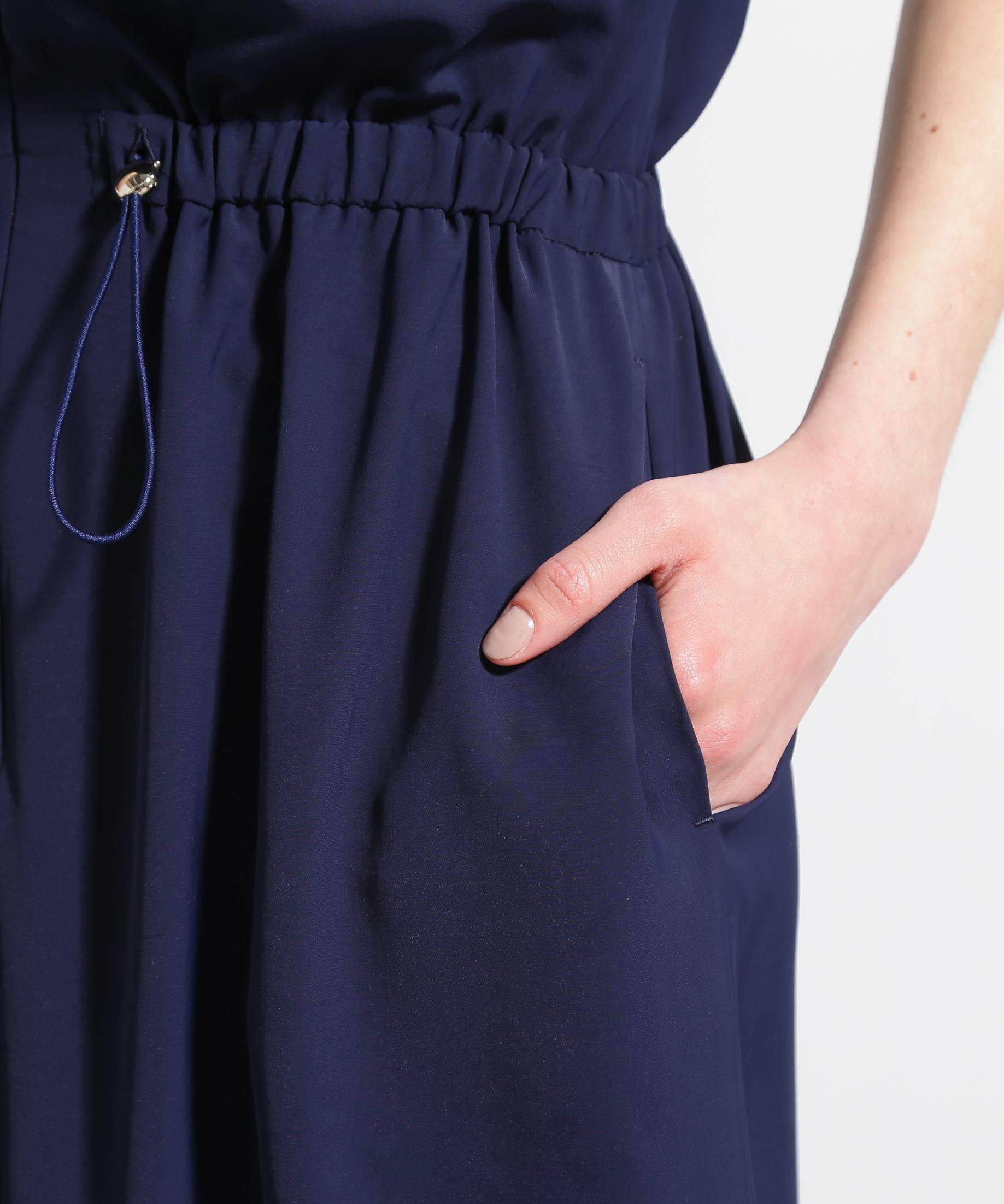 ◆スリーブシャーリングワンピース ネイビー