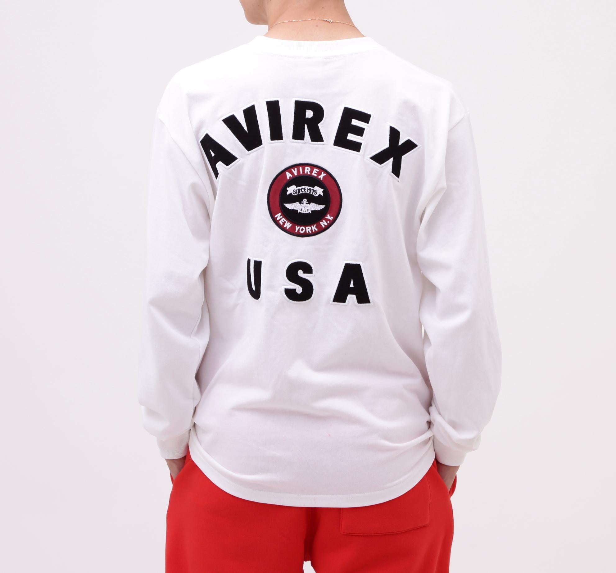 VA>SITY LOGO L/S T-SHI>T / バーシティ ロゴ 長袖Tシャツ/ AVI>EX /アヴィレックス オフホワイト3
