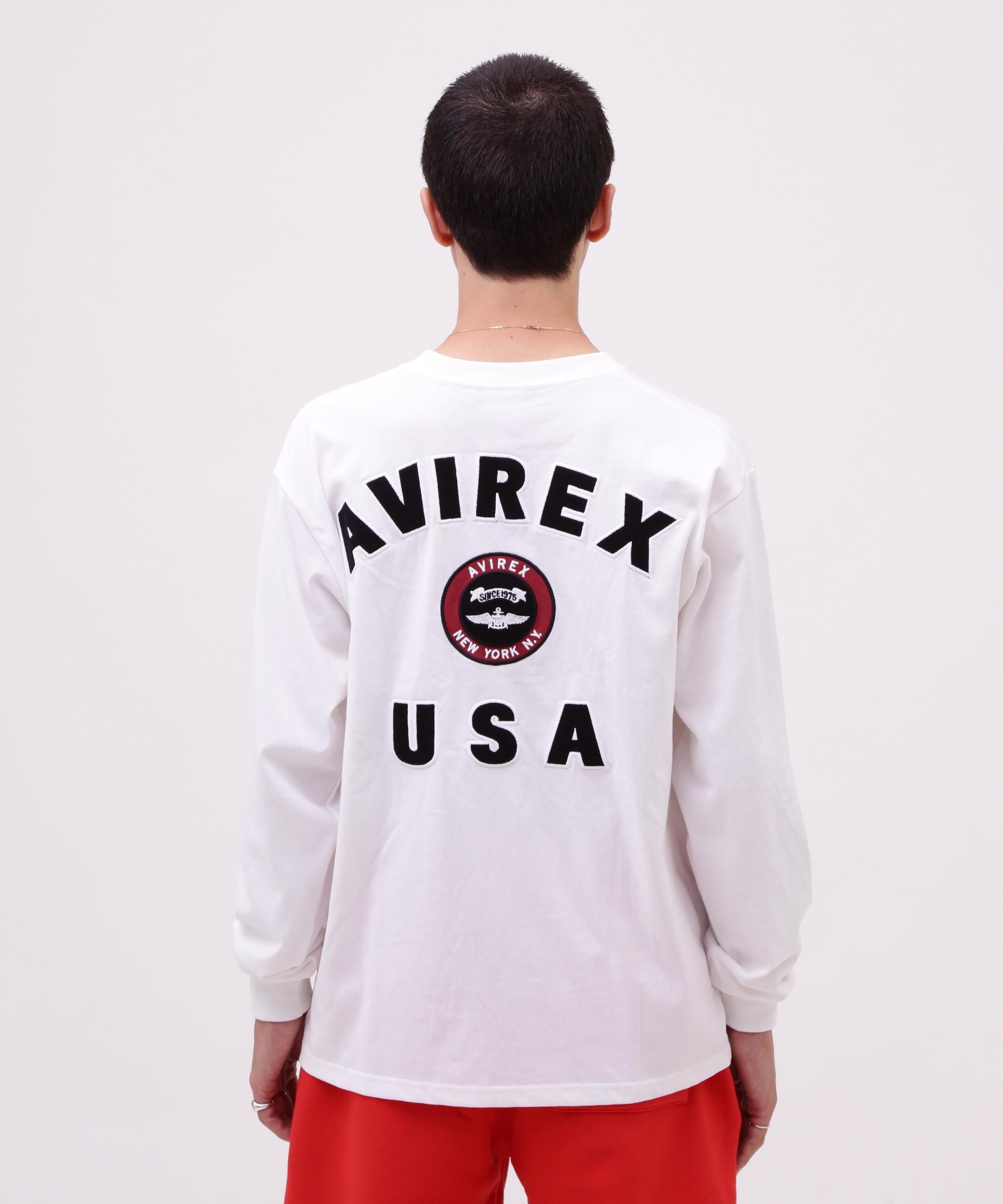VA>SITY LOGO L/S T-SHI>T / バーシティ ロゴ 長袖Tシャツ/ AVI>EX /アヴィレックス オフホワイト3